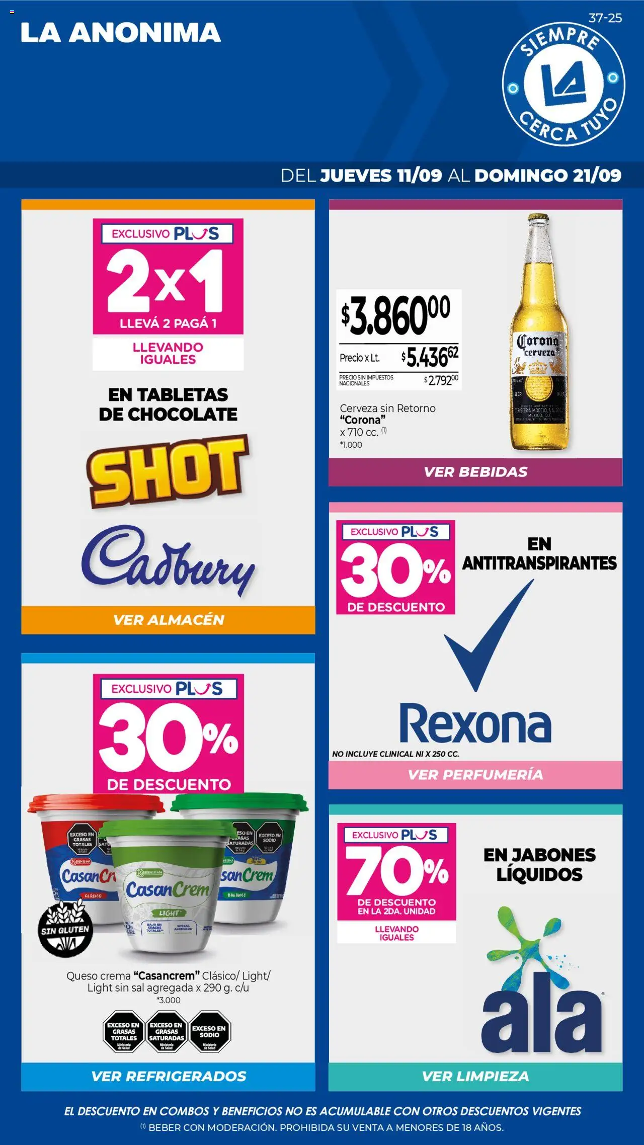 La Anonima - Insuperables │ válido desde el 11.09.2025 | Página: 1 | Productos: Queso crema, Chocolate, Cerveza, Crema