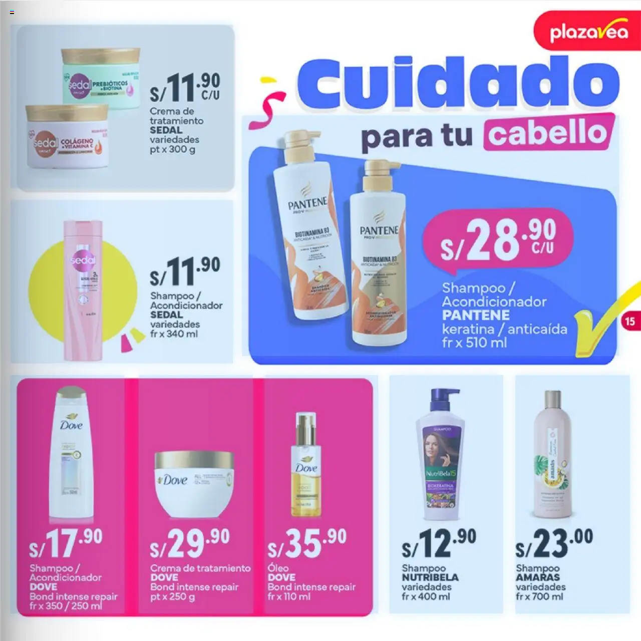 Catálogo Plaza Vea válido desde 15.09.2025 | Página: 15 | Productos: Shampoo, Acondicionador, Crema