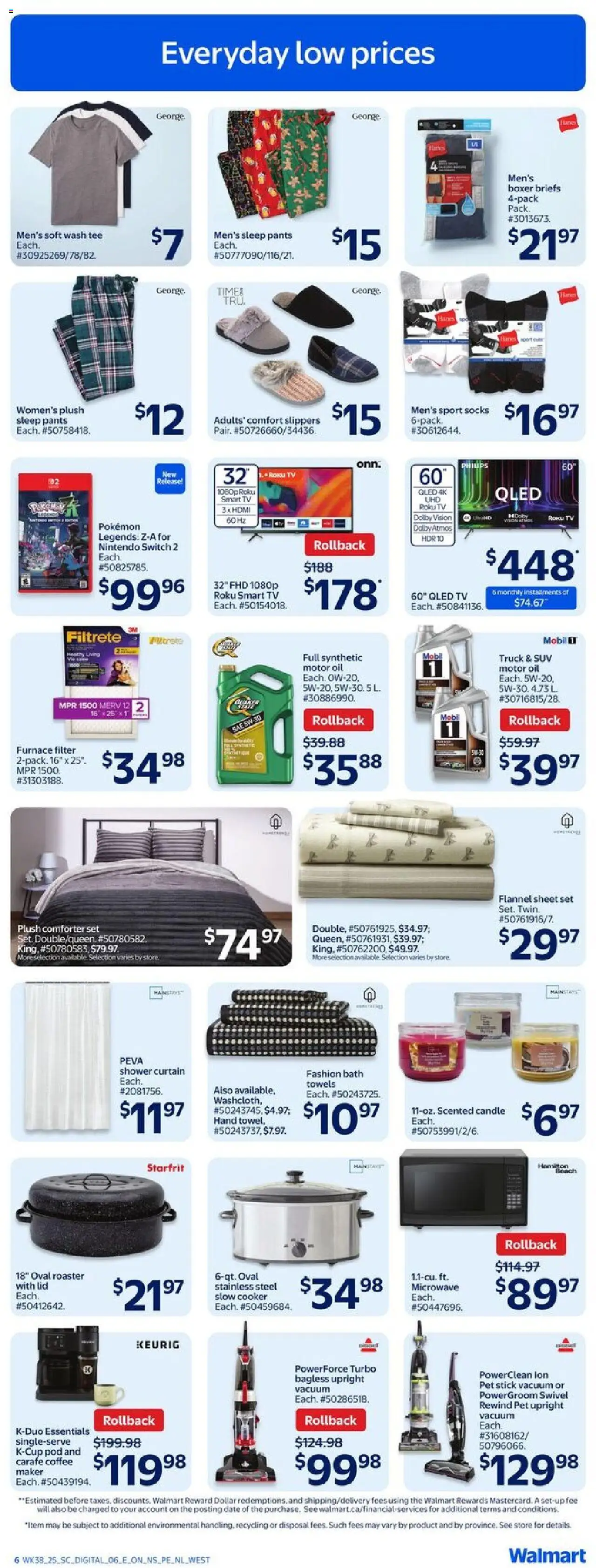 Walmart flyer valid from 16.10.2025 | Page: 9 | Products: Slippers, Bath, Pants, Socks