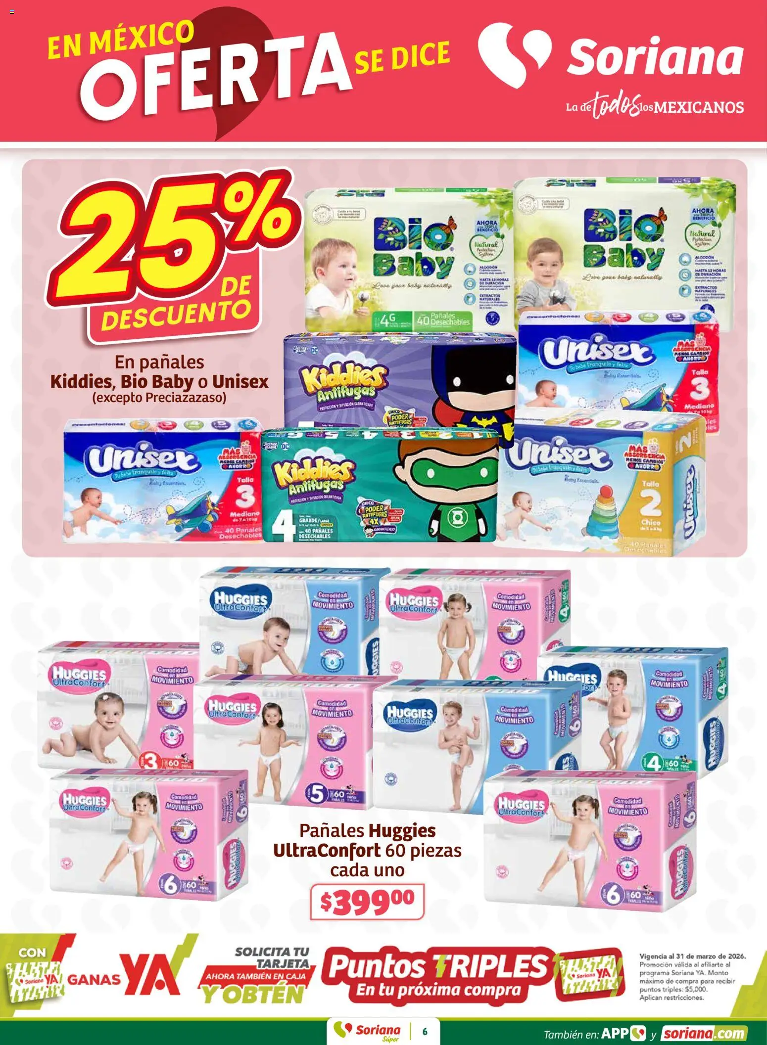 Nuevas ofertas de Soriana válidas en toda la República Mexicana desde el 29.01.2026. ¡Encuentra las mejores ofertas en Soriana - Fin de Semana Súper: Tamaulipas (excepto Cd. Victoria y Tampico)! | Página: 6 | Productos: Pañales, Algodón, Caja