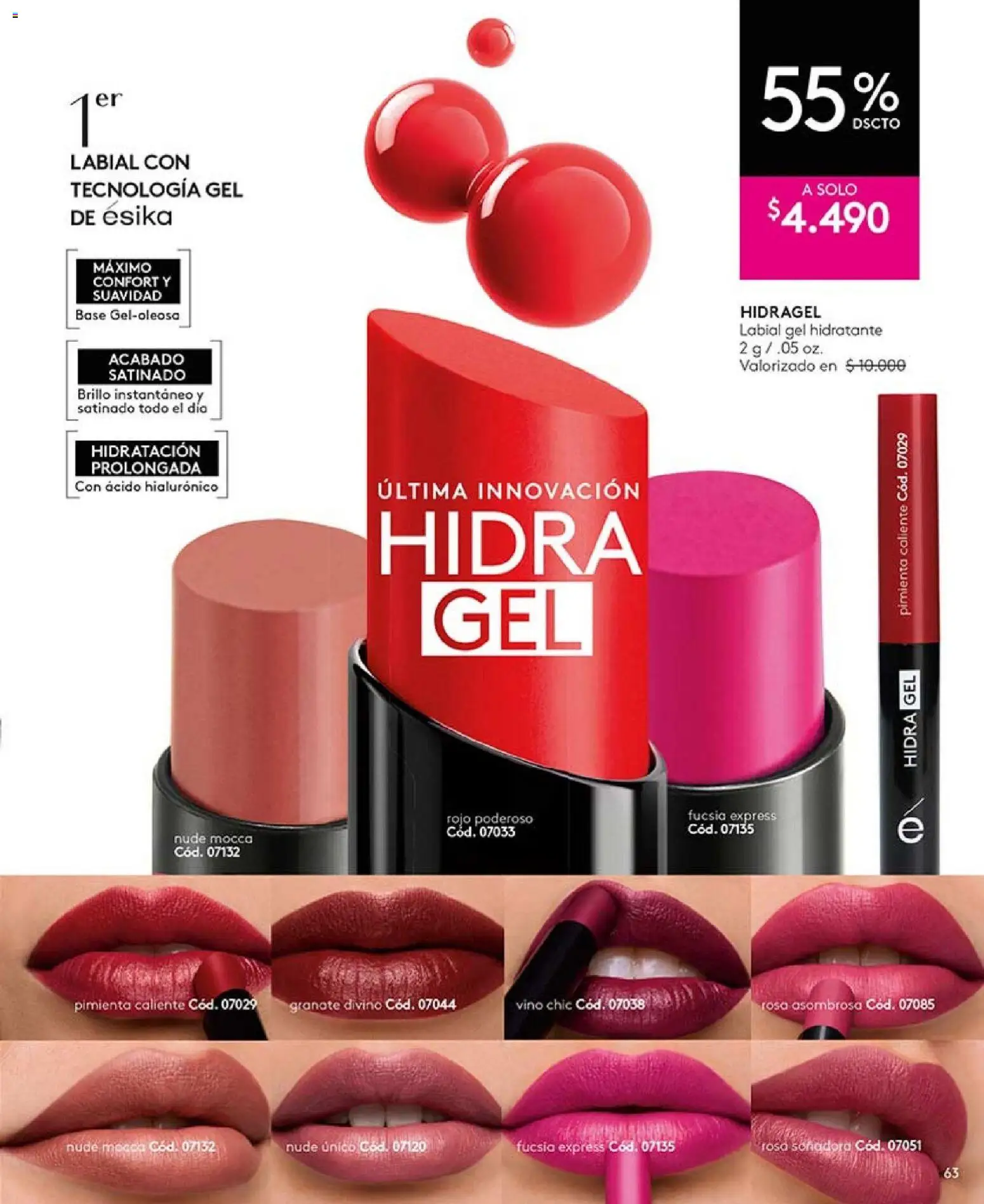 Catálogo Ésika Campaña 1 │ válido desde el 01.01.2026 | Página: 63 | Productos: Brillo, Pimienta, Base, Labial