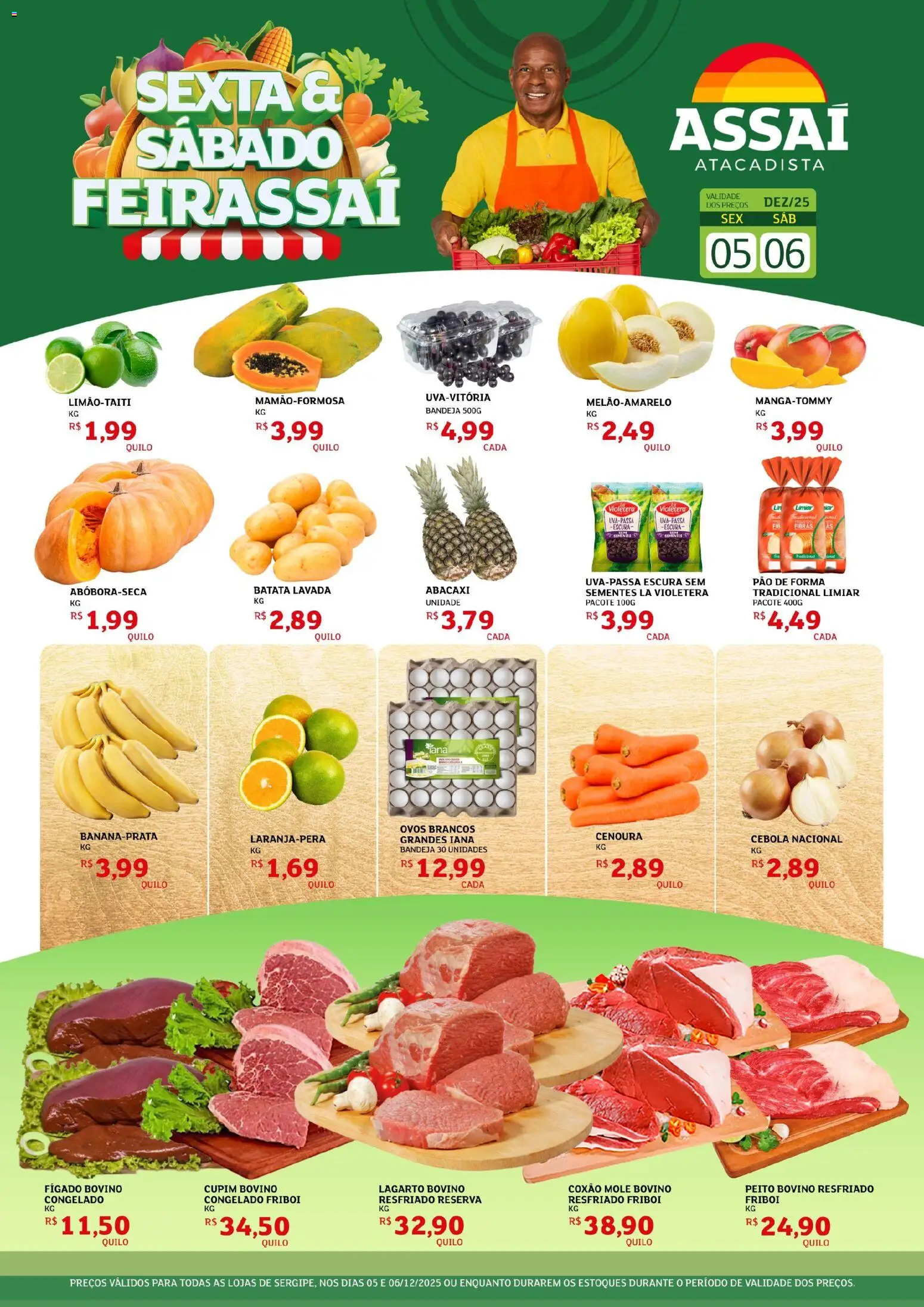 Assaí Atacadista Folheto - válido de 05.12.2025 | Página: 1 | Produtos: Pão, Cenoura, Pão de forma, Bandeja