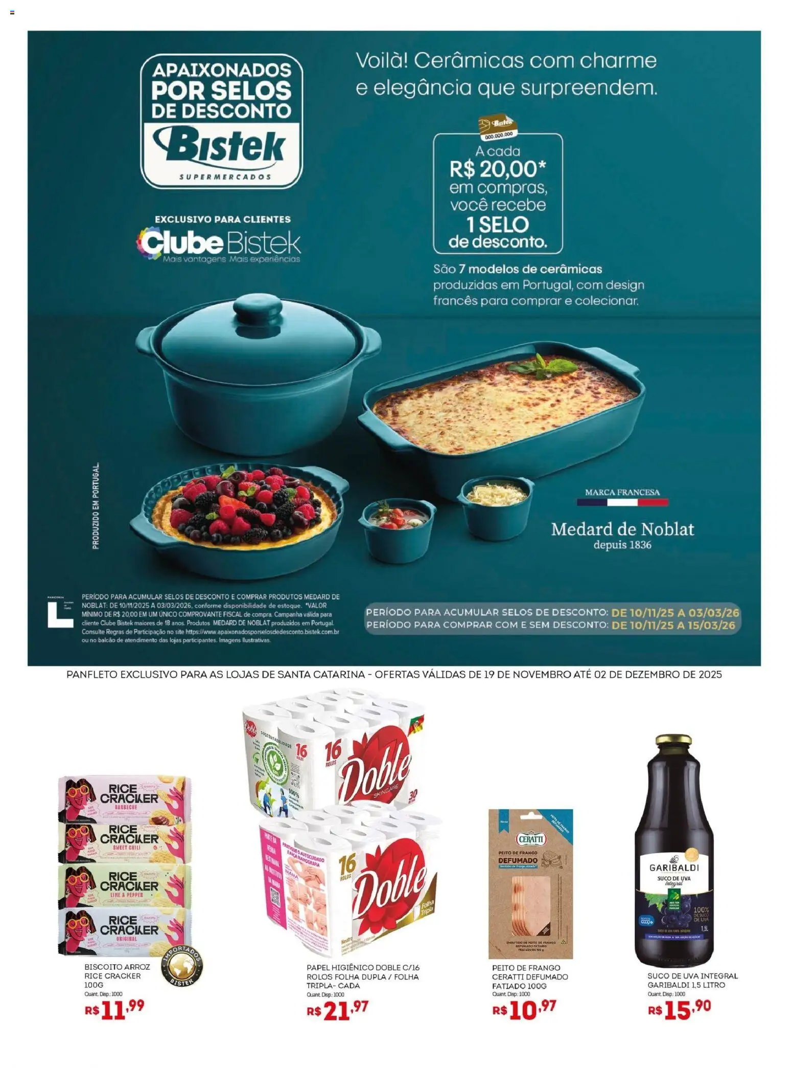 Bistek Supermercados Folheto - válido de 19.11.2025 | Página: 1 | Produtos: Biscoito, Suco, Arroz, Frango