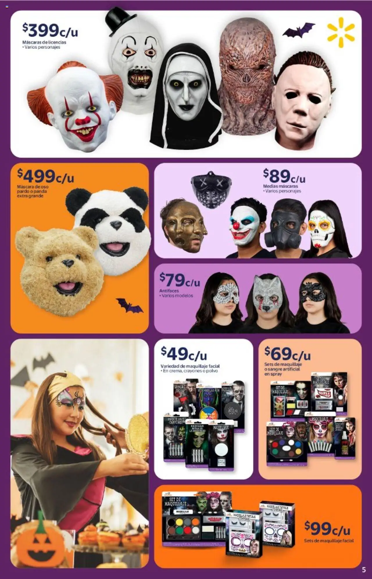 Nuevas ofertas de Walmart válidas en toda la República Mexicana desde el 14.10.2025. ¡Encuentra las mejores ofertas en Walmart - Folleto Halloween! | Página: 5 | Productos: Máscara, Maquillaje, Polvo