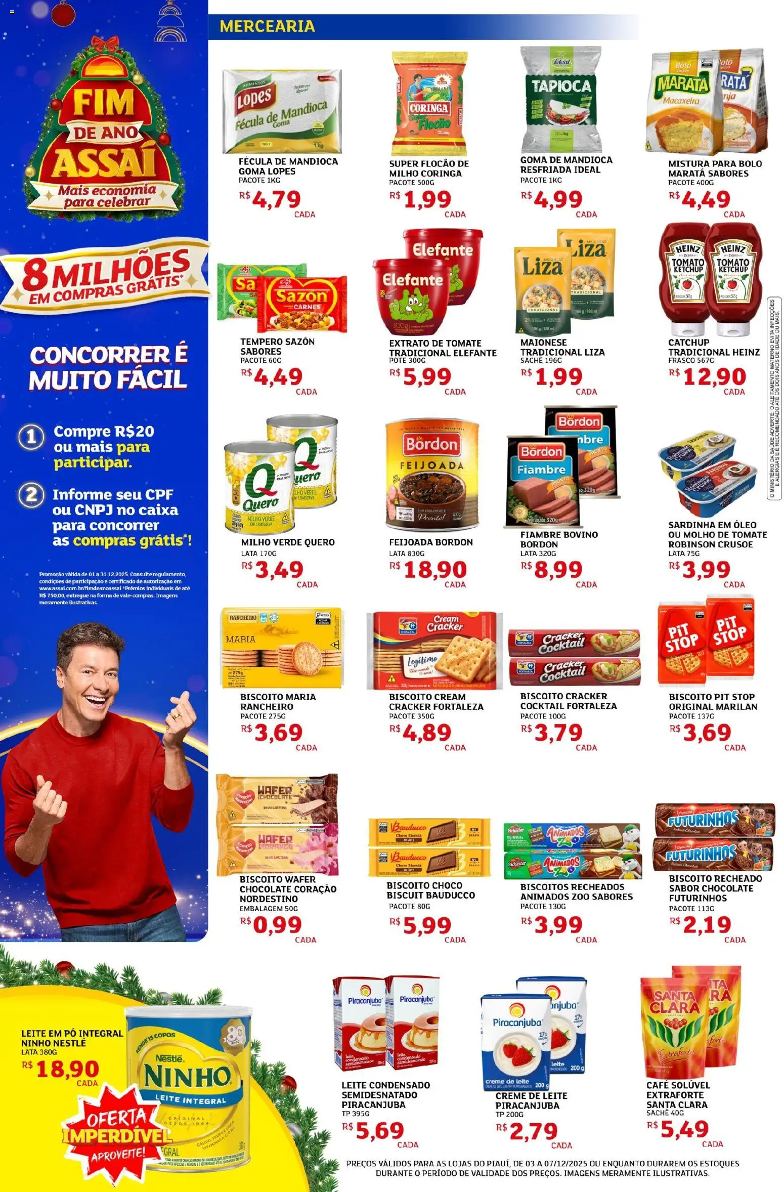 Assaí Atacadista Folheto - válido de 03.12.2025 | Página: 2 | Produtos: Mandioca, Molho de tomate, Leite, Óleo
