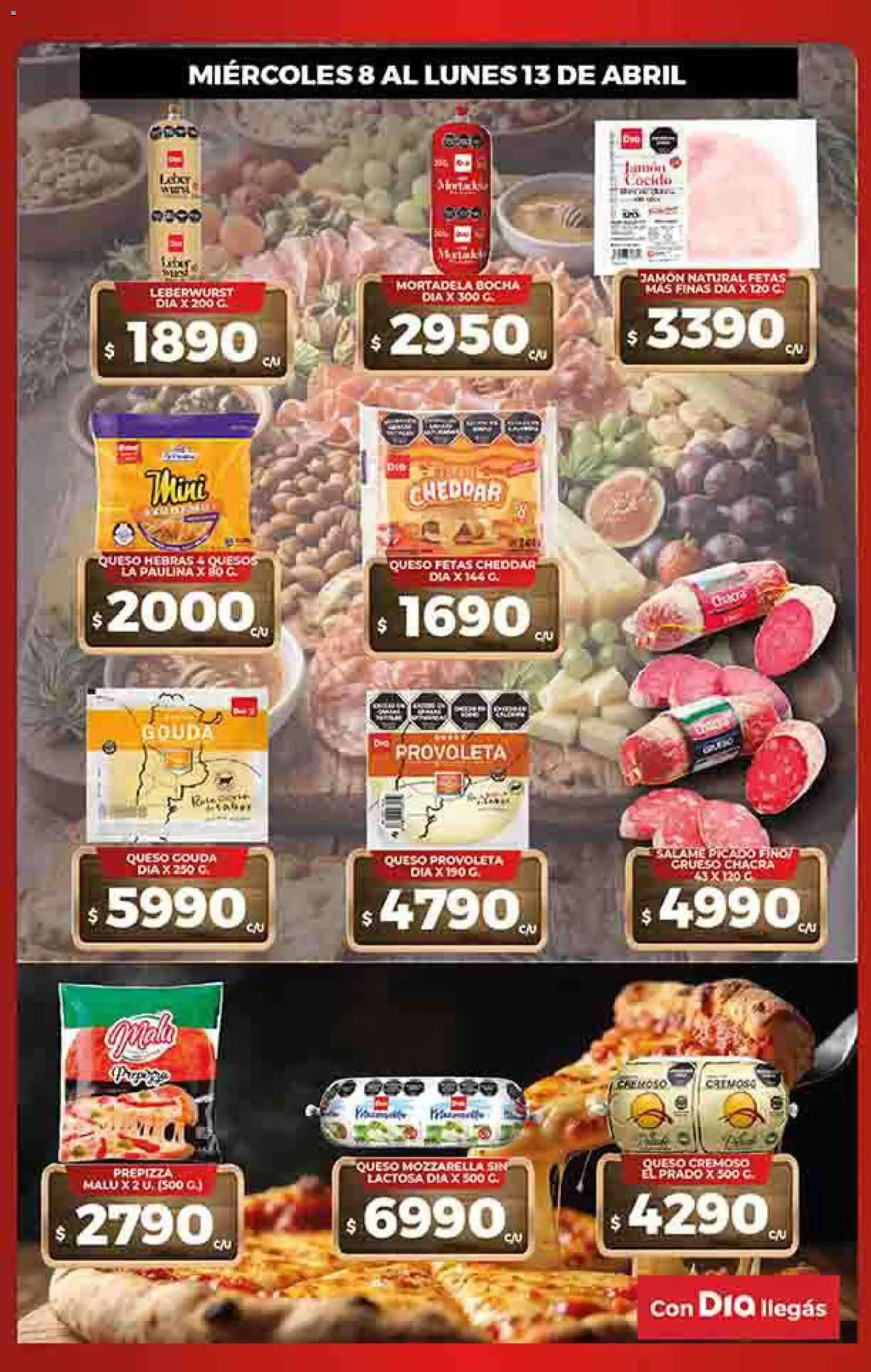 Dia - Ofertas - Todas las tiendas │ válido desde el 08.04.2026 | Página: 2 | Productos: Mortadela, Queso, Jamón, Salame
