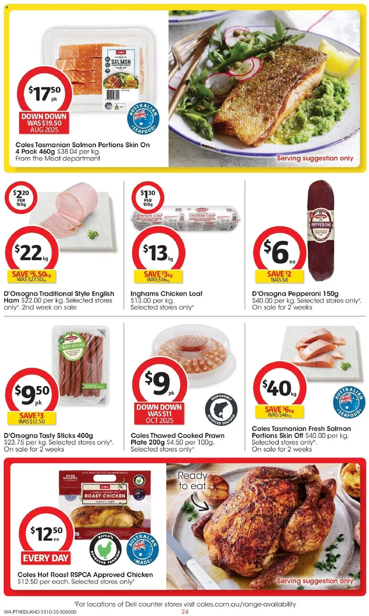 Coles catalogue - valid from 15.10.2025 | Page: 24 | Products: Ham, Chicken, Meat, Salmon