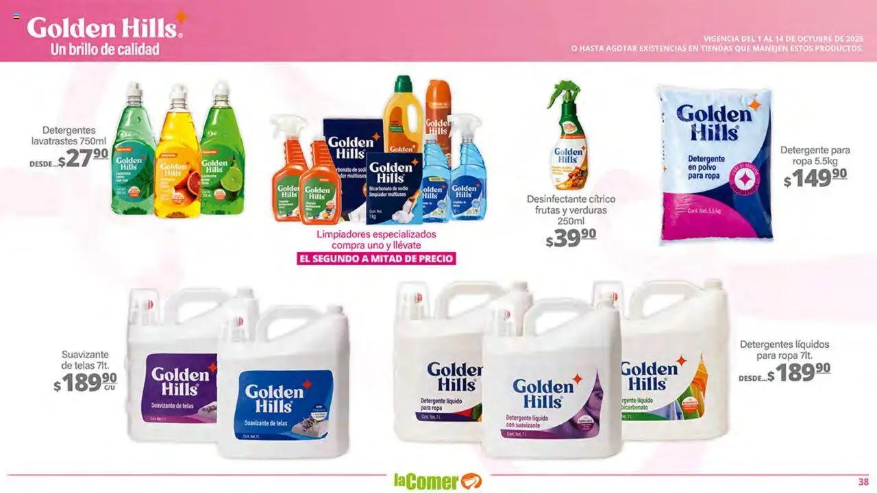 Nuevas ofertas de La Comer válidas en toda la República Mexicana desde el 01.10.2025. ¡Encuentra las mejores ofertas en La Comer - Folleto! | Página: 38 | Productos: Detergente, Limpiador, Ropa, Polvo