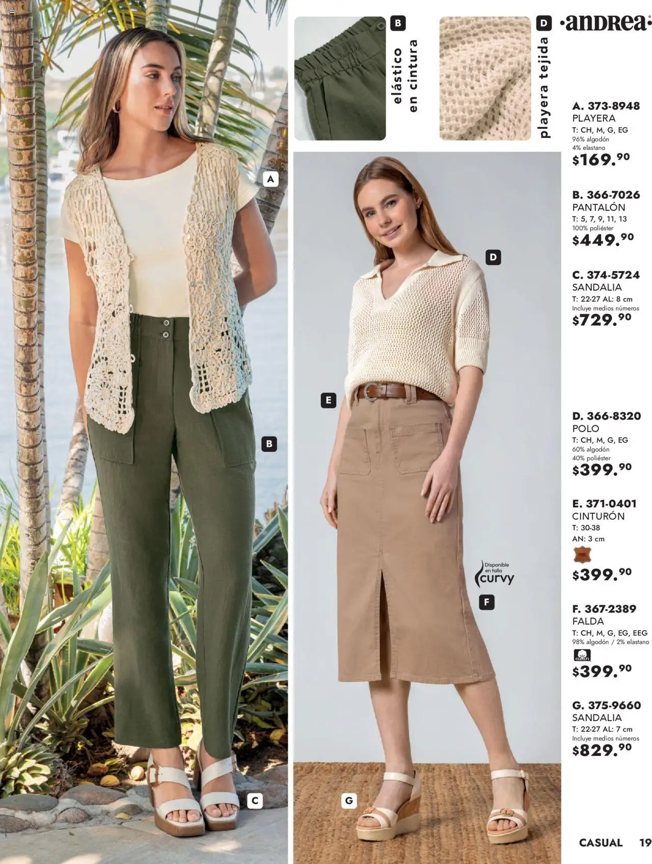 Nuevas ofertas de Andrea válidas en toda la República Mexicana desde el 25.05.2025. ¡Encuentra las mejores ofertas en Andrea - Catálogo Vestir Exterior! | Página: 19 | Productos: Cinturón, Algodón, Playera, Falda