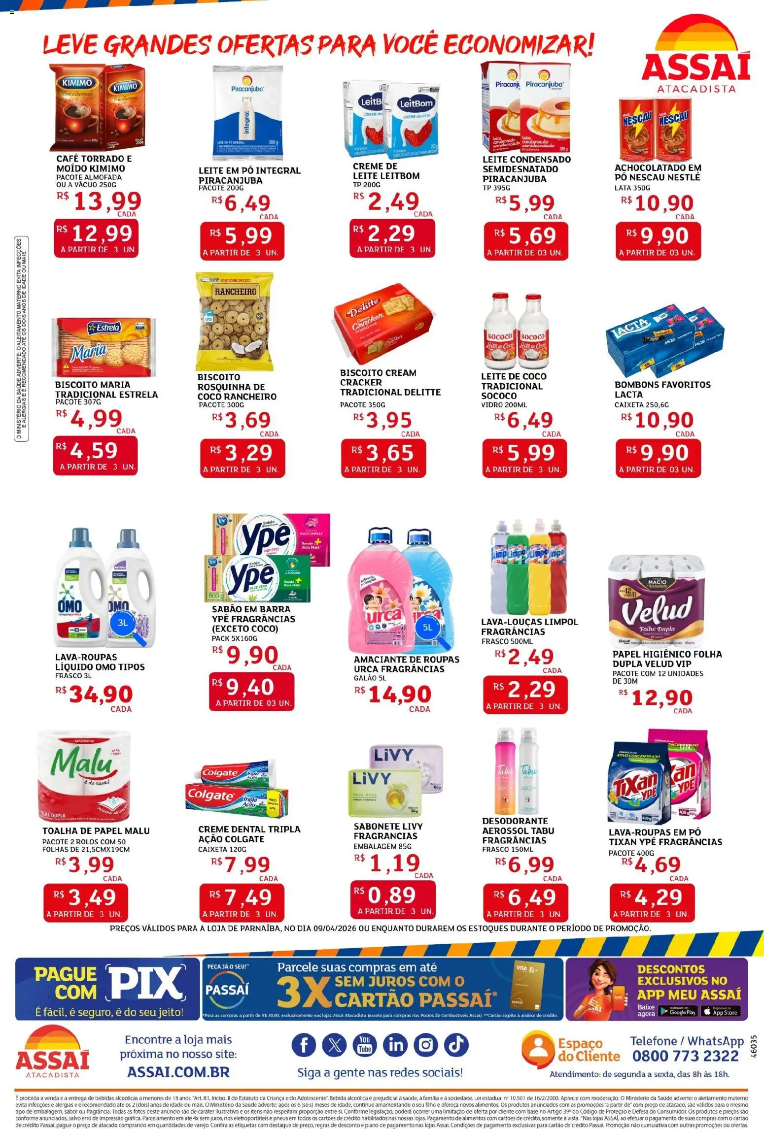Assaí Atacadista Folheto - válido de 09.04.2026 | Página: 2 | Produtos: Desodorante, Café, Telefone, Papel higiênico