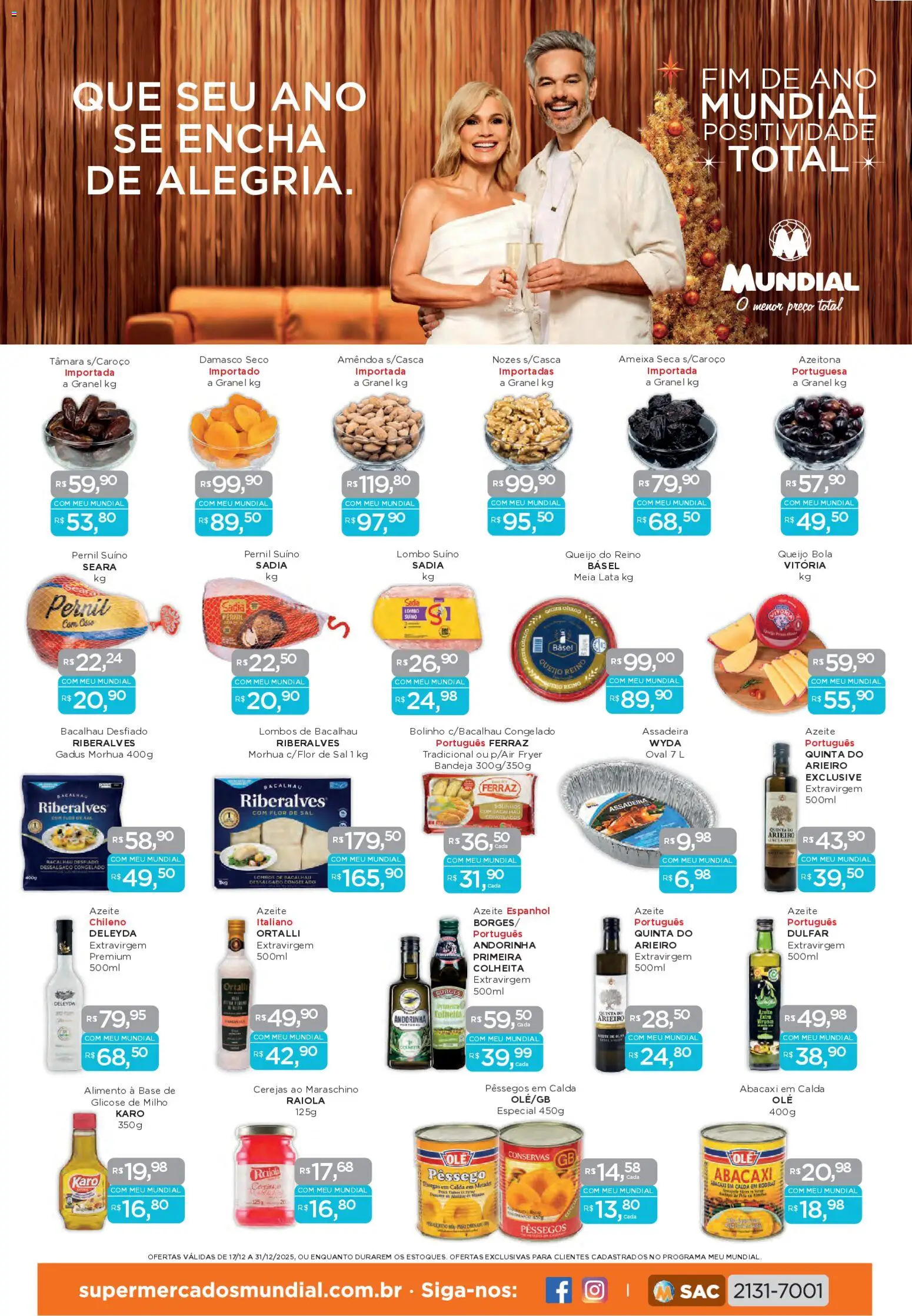 Mundial Folheto - válido de 17.12.2025 | Página: 1 | Produtos: Pêssego, Nozes, Azeite, Ameixa