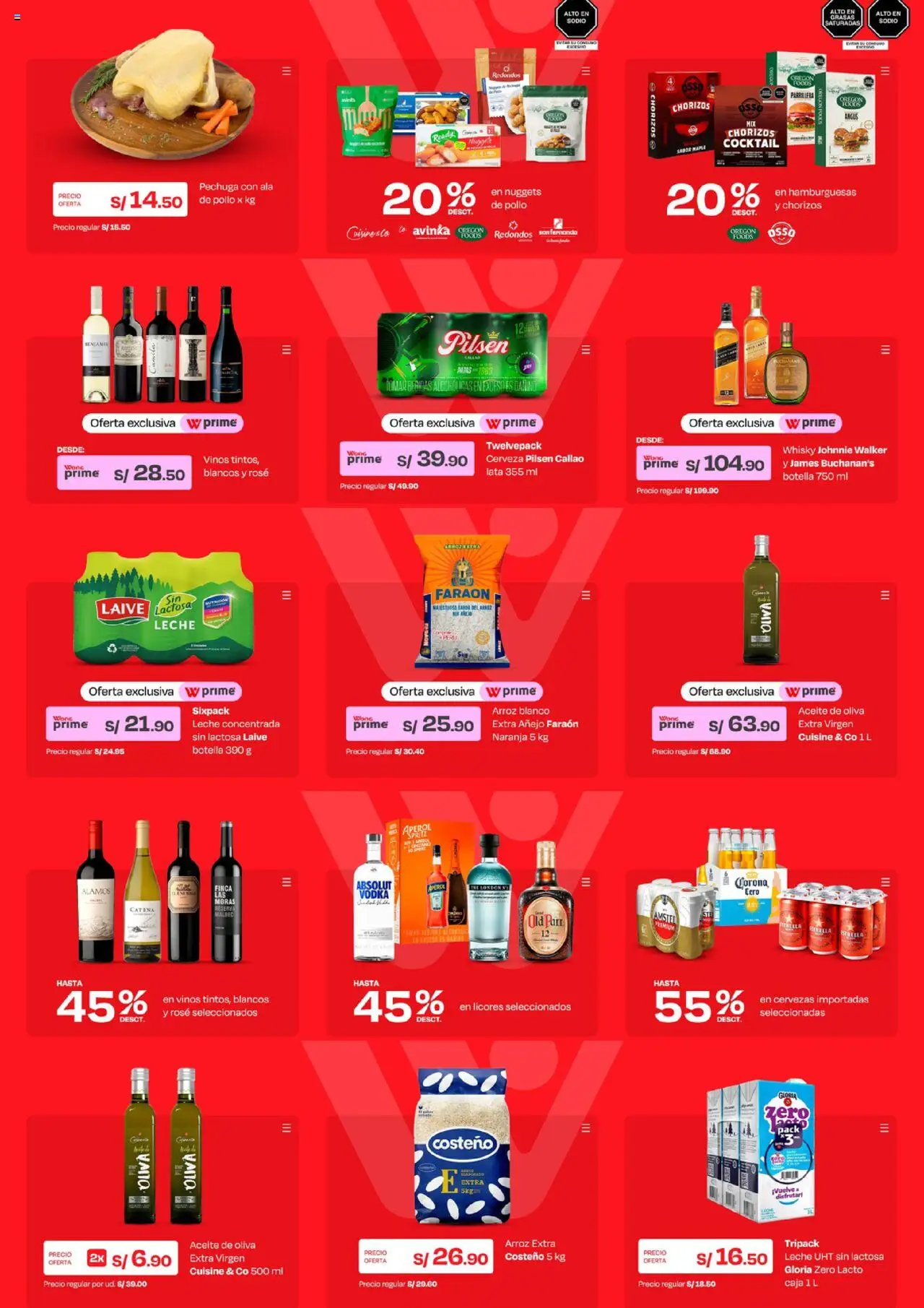 Catálogo Wong válido desde 04.08.2025 | Página: 2 | Productos: Caja, Cerveza, Whisky, Aceite de oliva