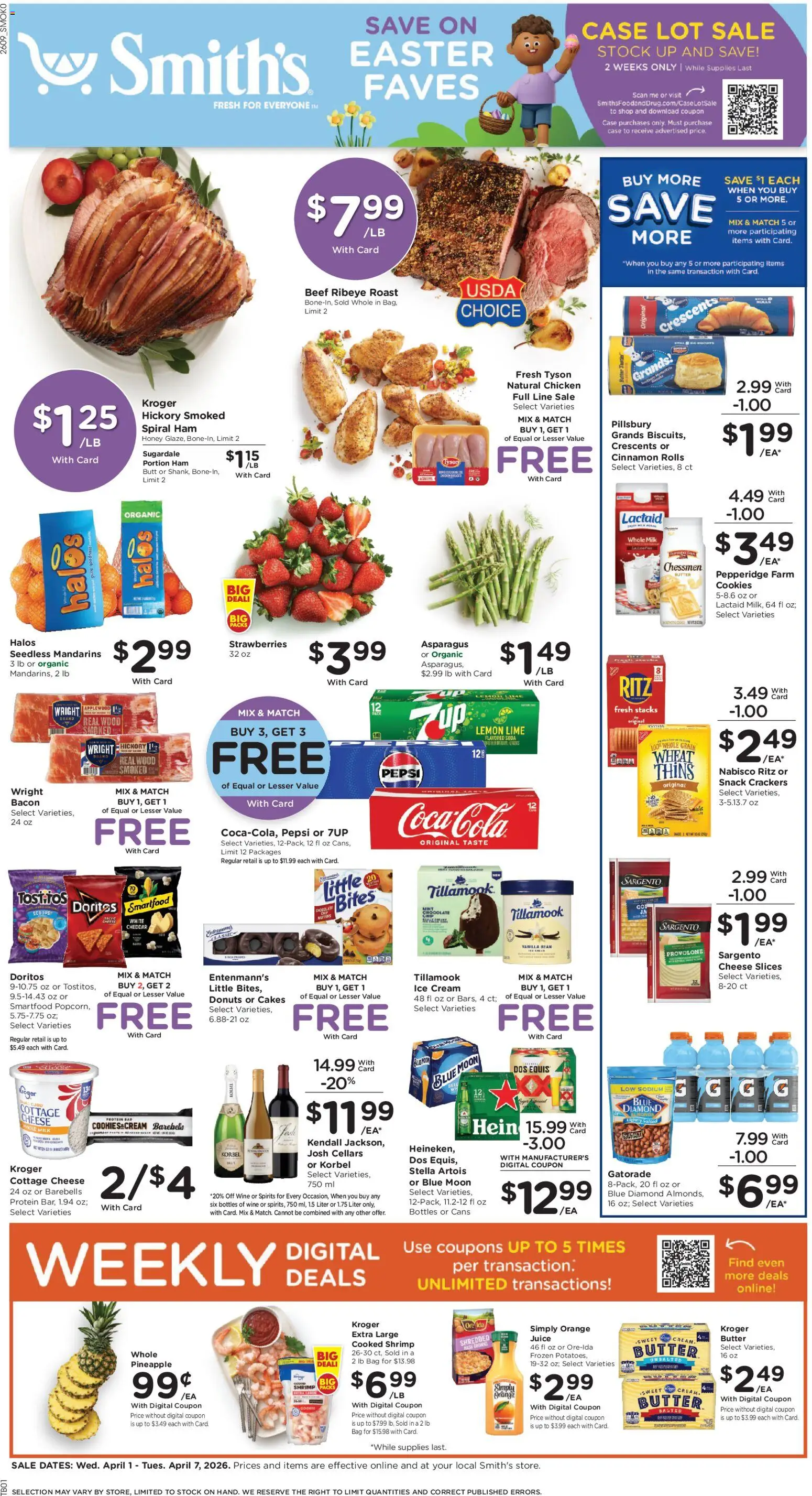 Smith's Weekly Ad - WY - valid from 01.04.2026 | Page: 1 | Products: Asparagus, Juice, Pineapple, Lime
