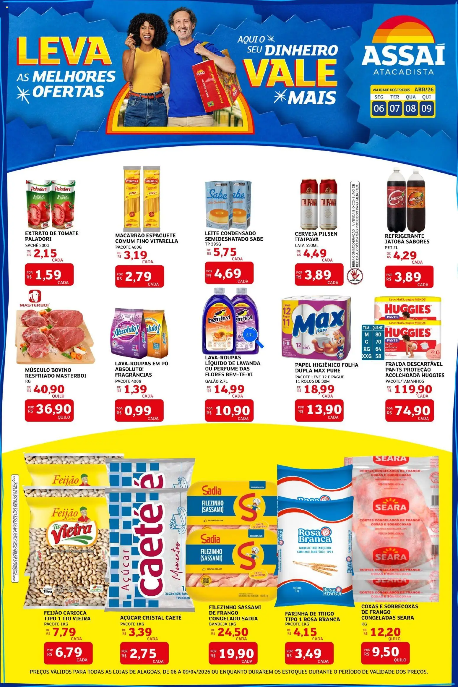 Assaí Atacadista Folheto - válido de 06.04.2026 | Página: 1 | Produtos: Feijão, Perfume, Bebida, Açúcar
