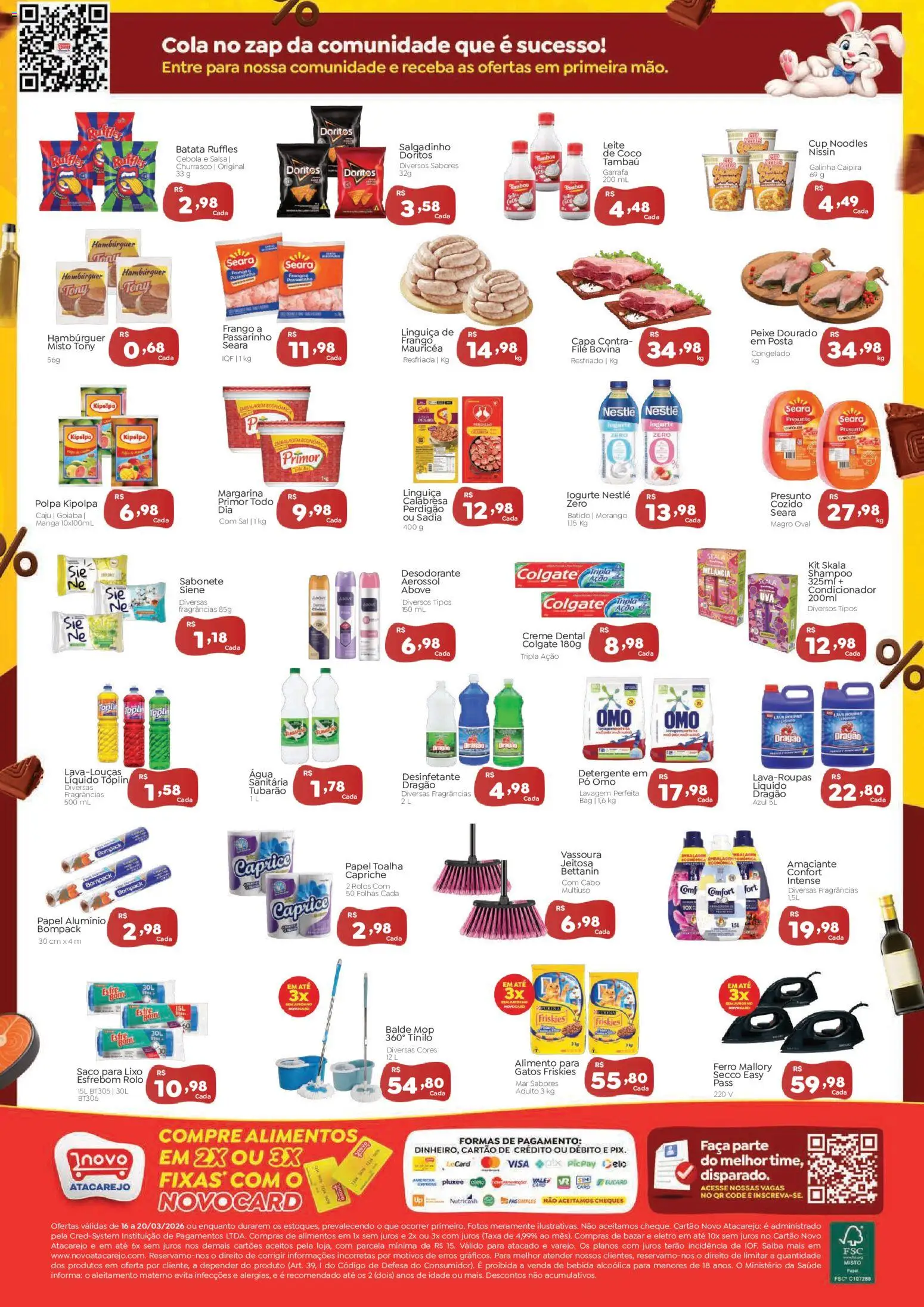Novo Atacarejo Folheto - válido de 16.03.2026 | Página: 2 | Produtos: Saco para lixo, Cola, Creme, Kit skala