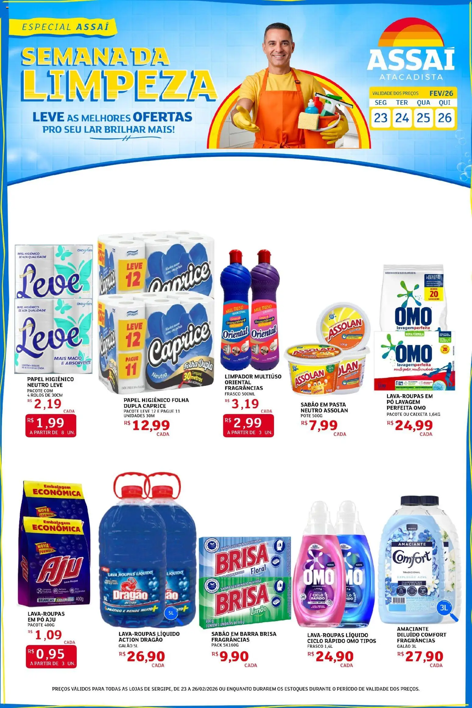 Assaí Atacadista Folheto - válido de 23.02.2026 | Página: 1 | Produtos: Pó, Limpador multiuso, Papel higiênico, Amaciante