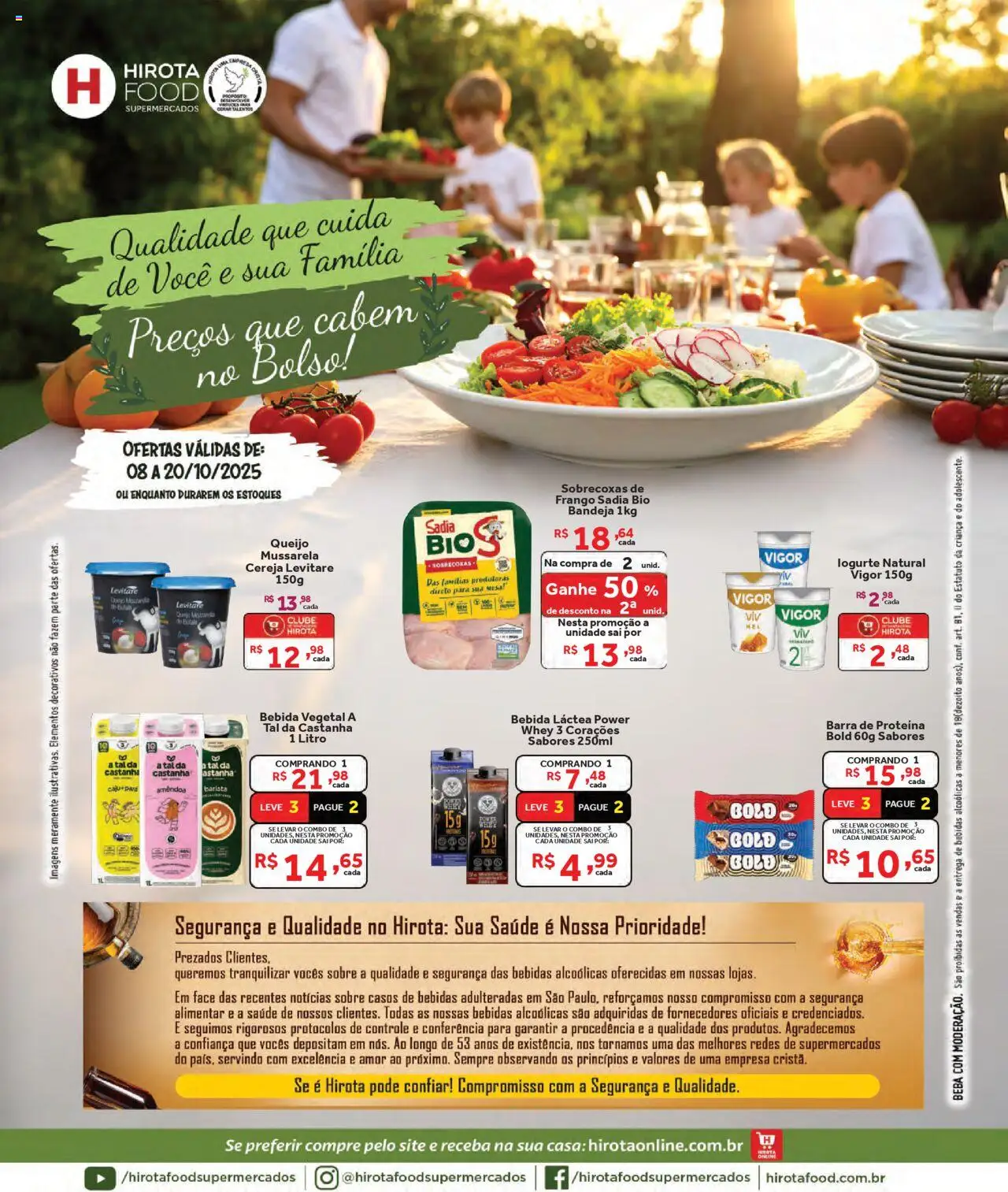 Hirota Food Folheto - válido de 08.10.2025 | Página: 1 | Produtos: Mesa, Queijo, Barra de proteína, Mussarela