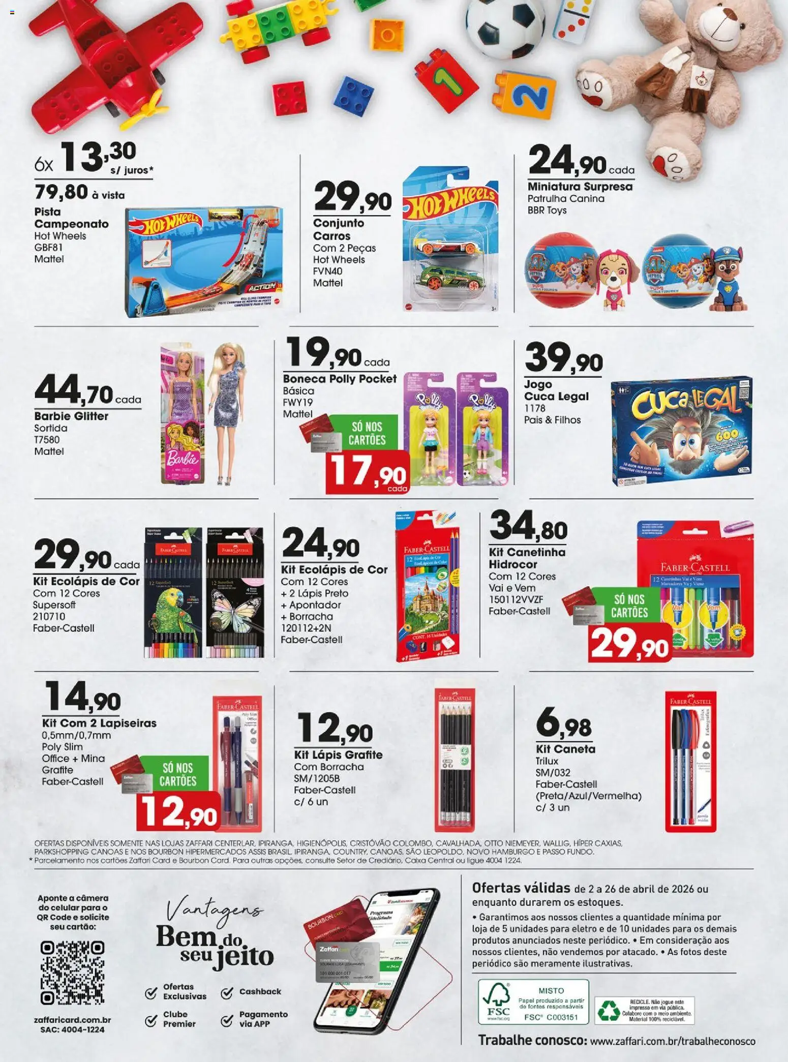 Zaffari Folheto - válido de 02.04.2026 | Página: 14 | Produtos: Lápis, Canetinha, Boneca, Caixa
