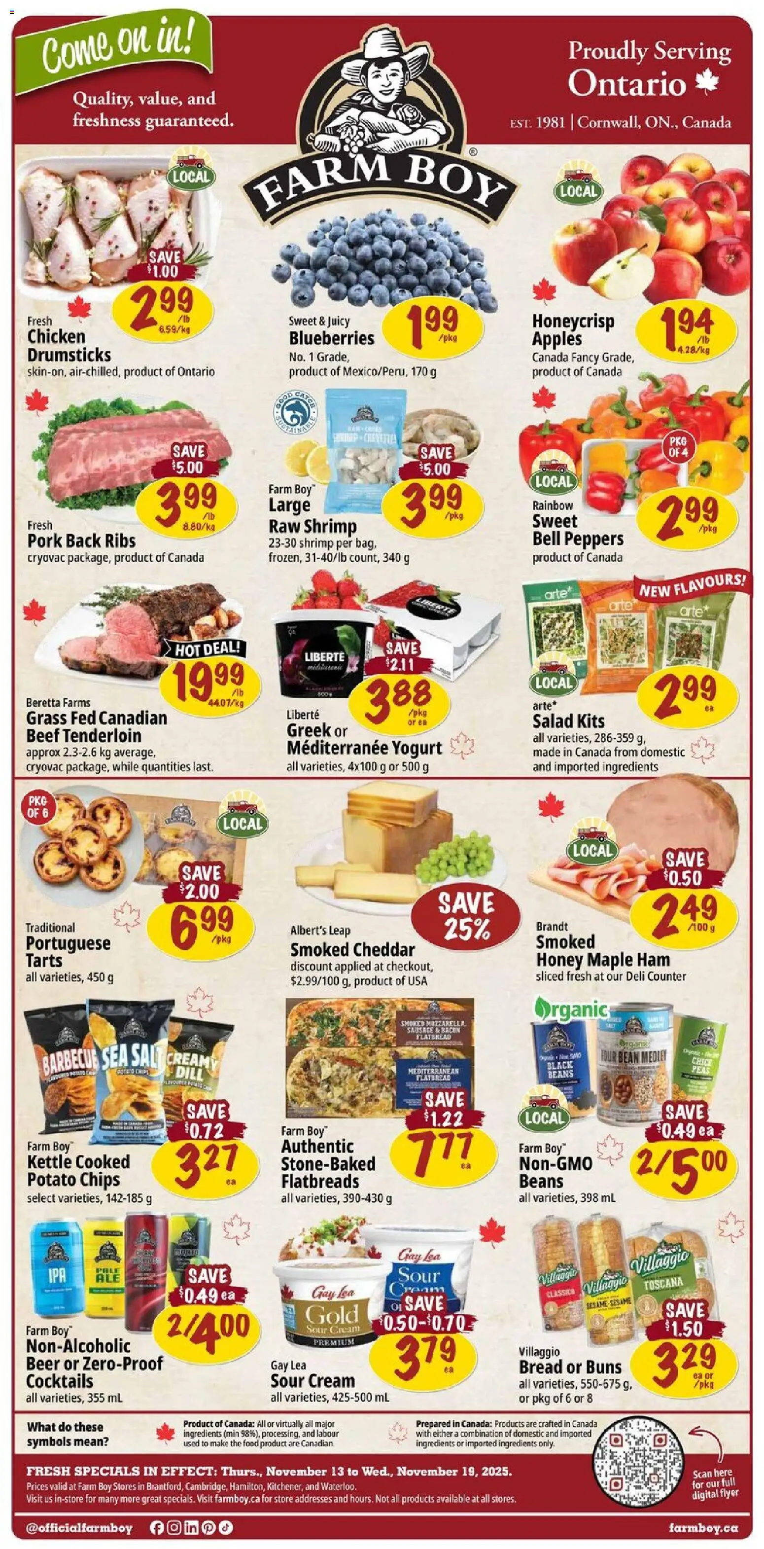 Farm Boy flyer valid from 13.11.2025 | Page: 1 | Products: Chips, Kettle, Beer, Apples