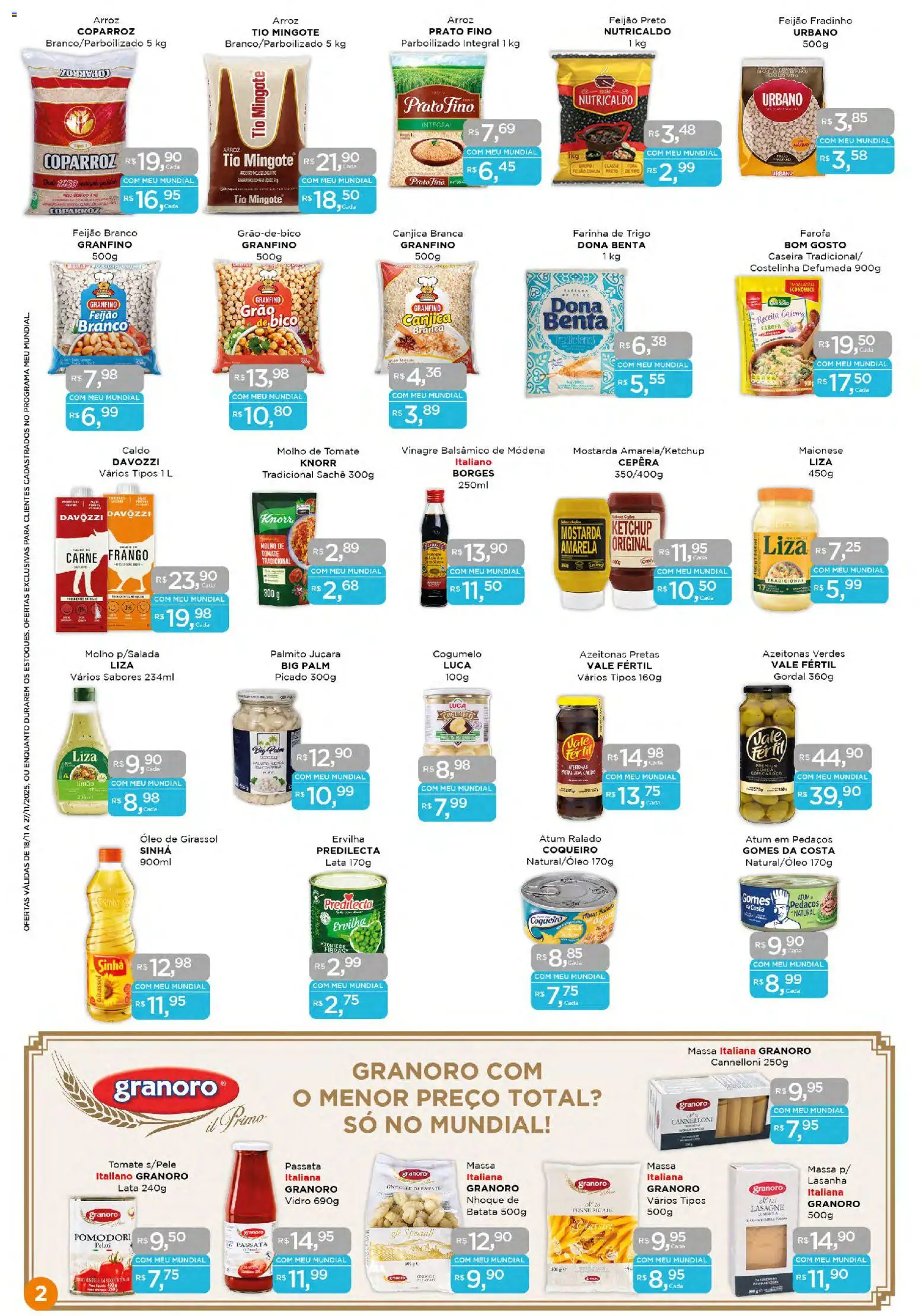 Mundial Folheto - válido de 18.11.2025 | Página: 2 | Produtos: Palmito, Farinha de trigo, Ketchup, Atum