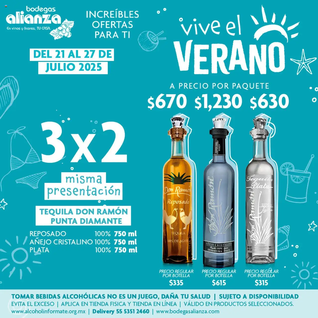 Nuevas ofertas de Bodegas Alianza válidas en toda la República Mexicana desde el 21.07.2025. ¡Encuentra las mejores ofertas en Bodegas Alianza - Catálogo Vive El Verano! | Página: 1 | Productos: Tequila, Botella