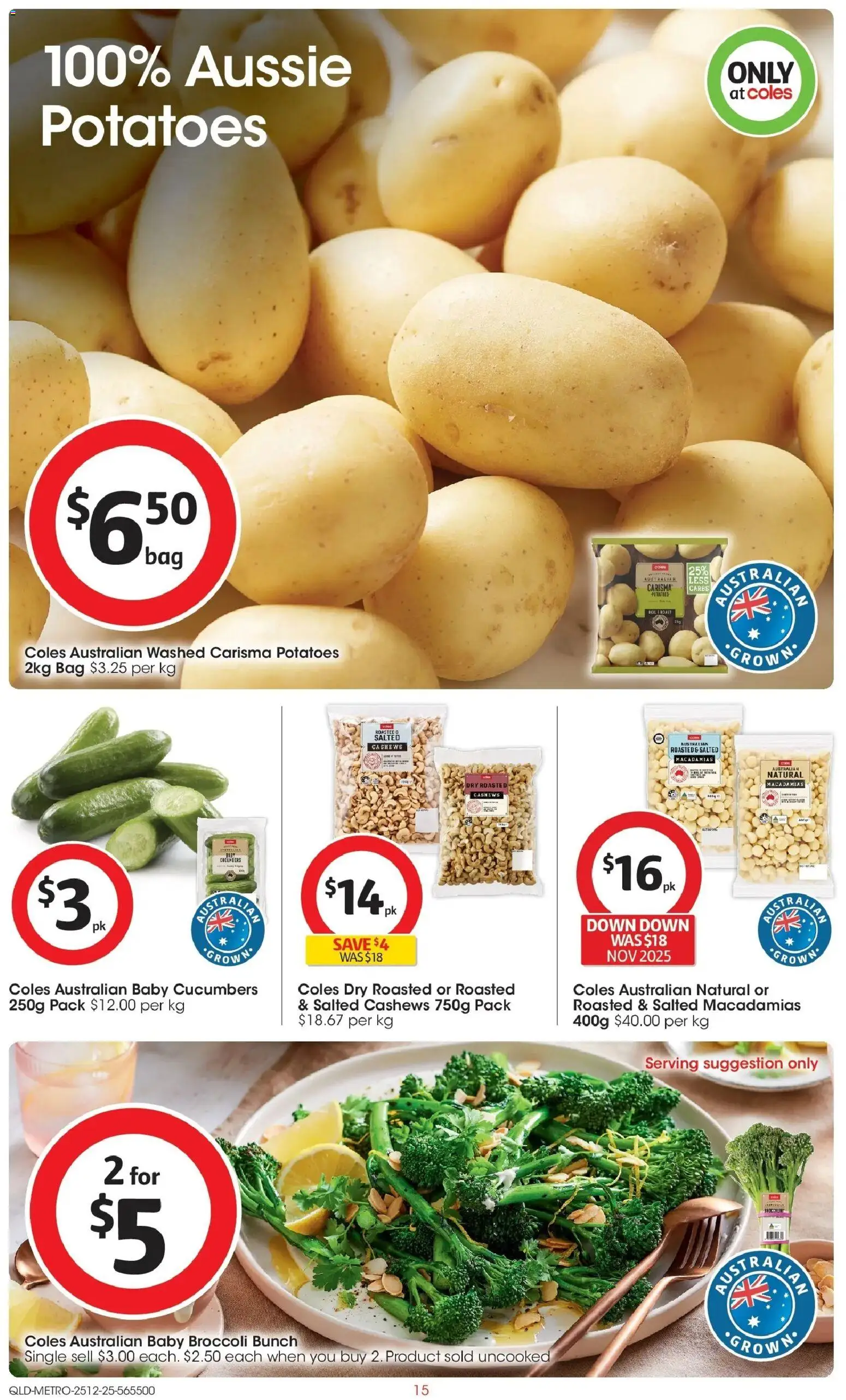 Coles catalogue - valid from 25.12.2025 | Page: 15 | Products: Cucumbers, Potatoes, Bag