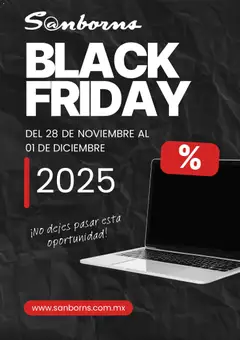 Vista previa de Sanborns Black Friday, nuevo folleto de la tienda, válido en México a partir del 28.11.2025
