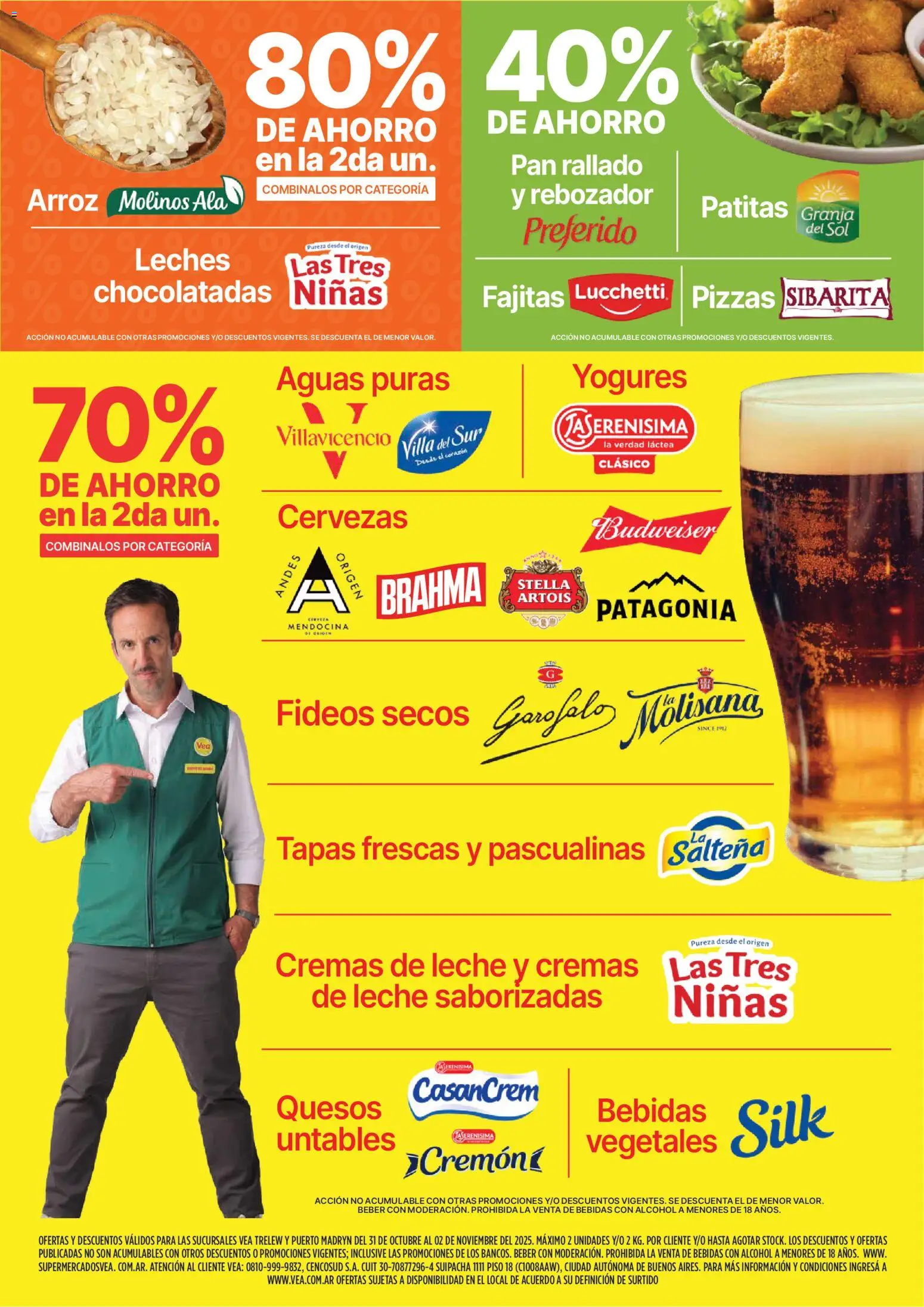 Vea - Ofertas fin de semana Chubut │ válido desde el 31.10.2025 | Página: 4 | Productos: Leche, Arroz, Fideos, Pan rallado