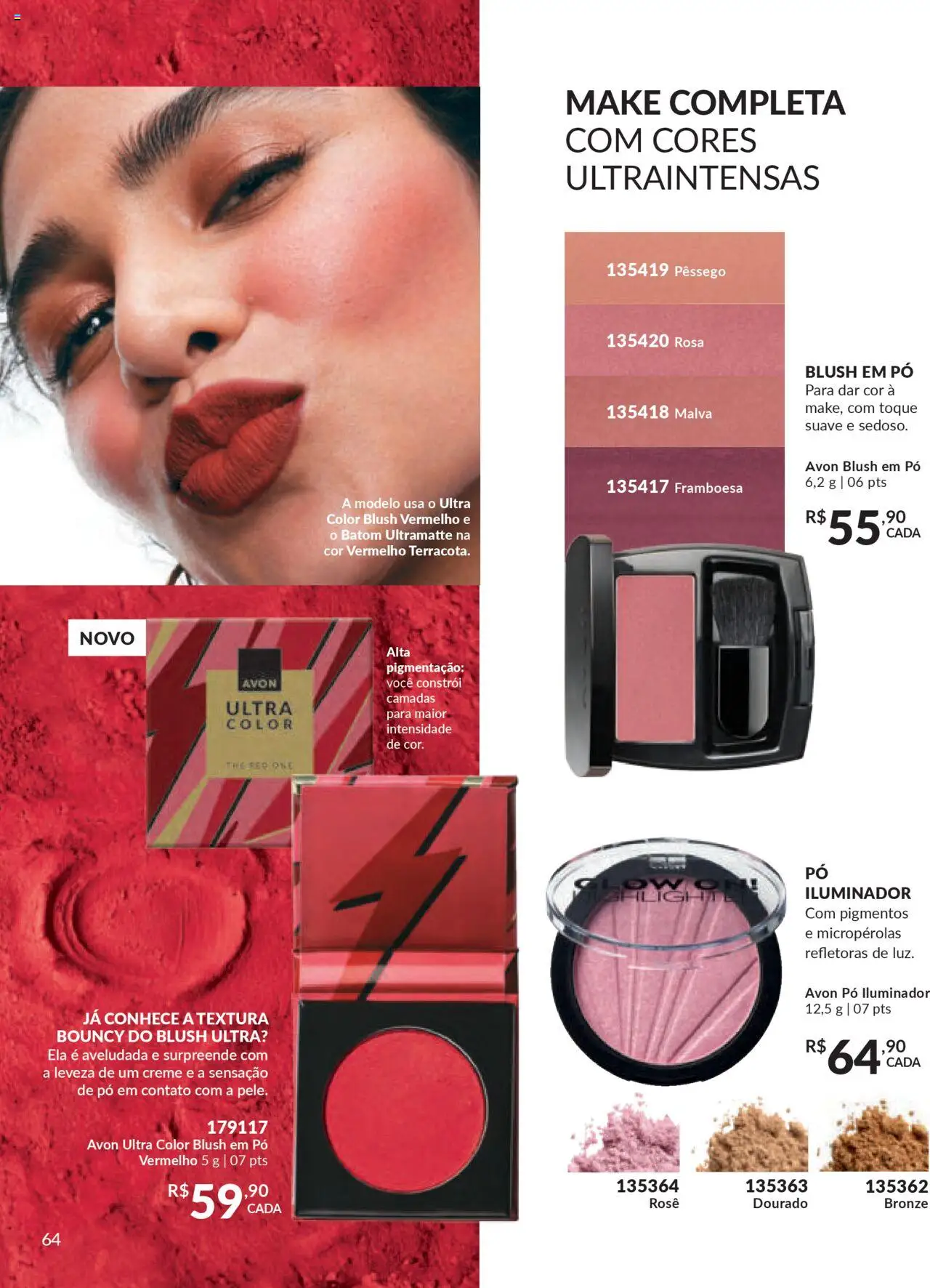 Avon Folheto - válido de 07.10.2025 | Página: 64 | Produtos: Pêssego, Batom, Creme, Iluminador