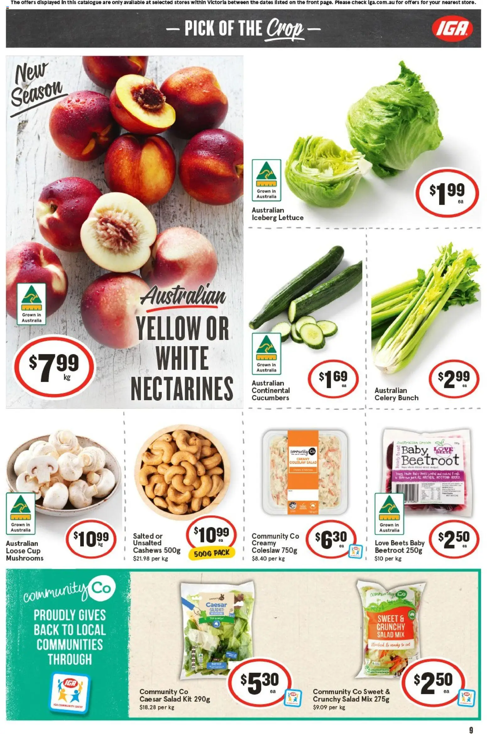 IGA catalogue - valid from 05.11.2025 | Page: 9 | Products: Lettuce, Mushrooms, Cucumbers, Salad