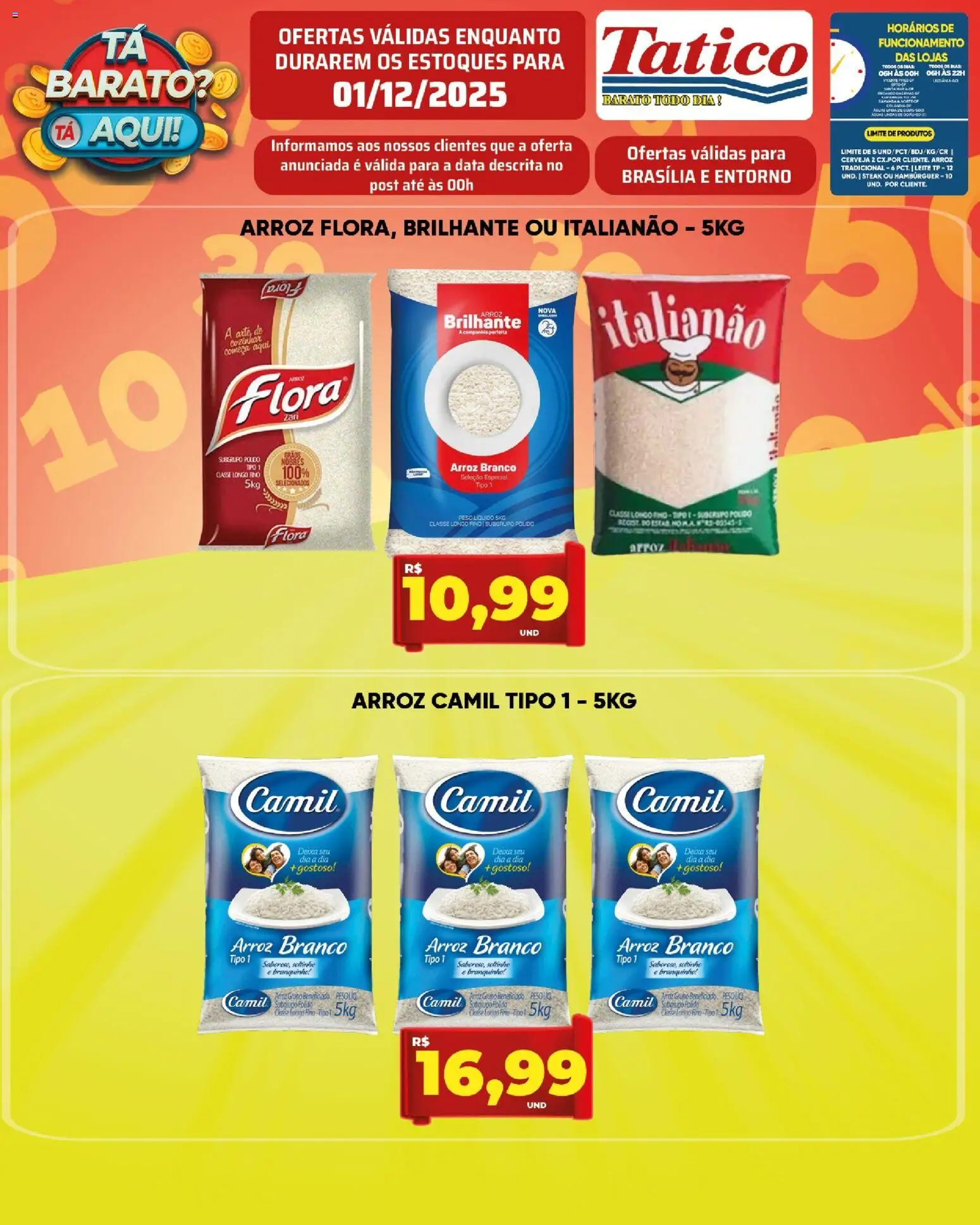 Tatico Folheto - válido de 01.12.2025 | Página: 1 | Produtos: Leite, Cerveja, Arroz, Hambúrguer