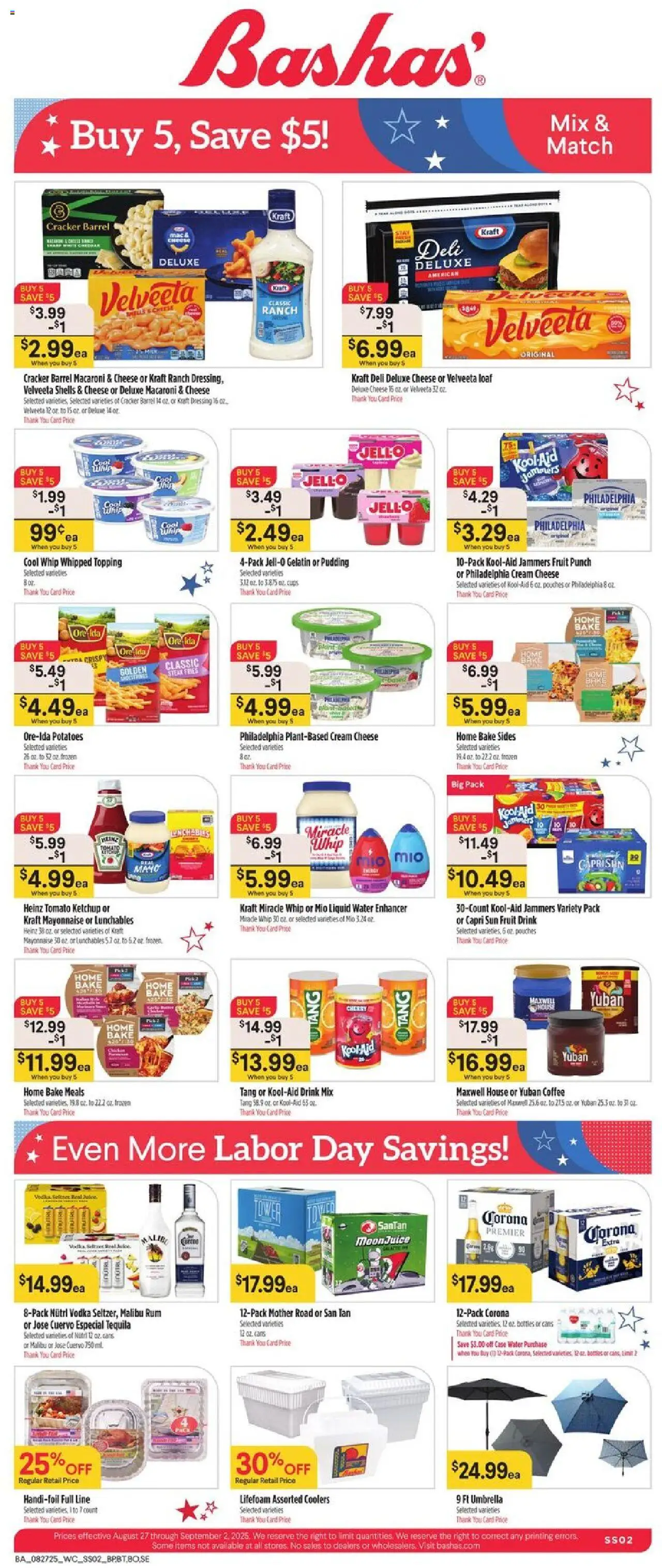 Basha's Weekly Ad - valid from 27.08.2025 | Page: 6 | Products: Potatoes, Water, Umbrella, Case