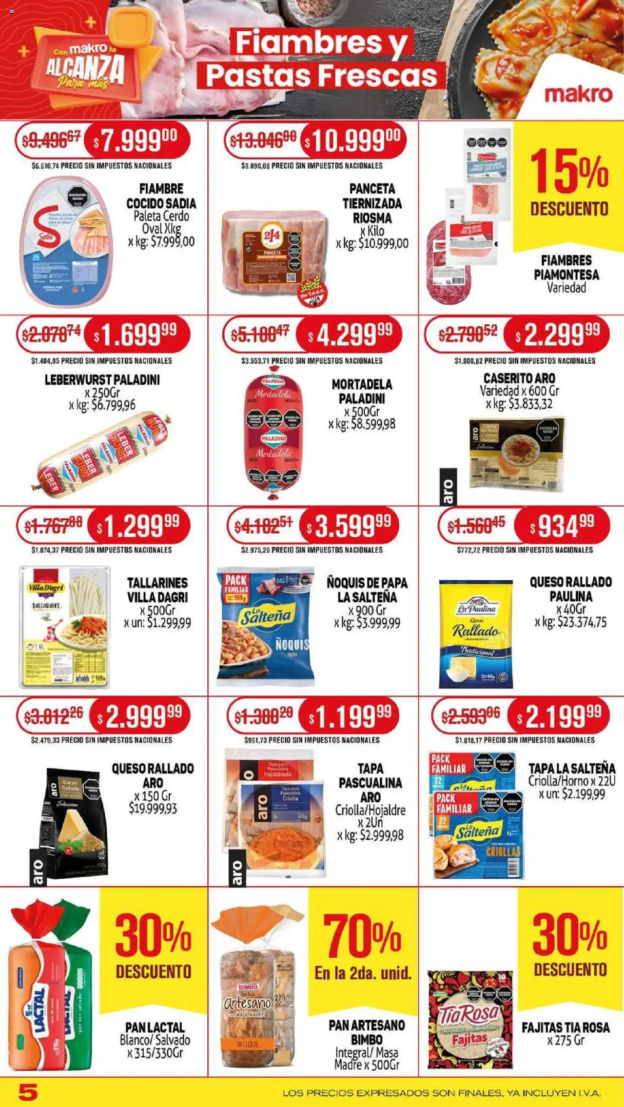 Makro ofertas │ válido desde el 07.08.2025 | Página: 5 | Productos: Paleta, Pan, Ñoquis, Cerdo