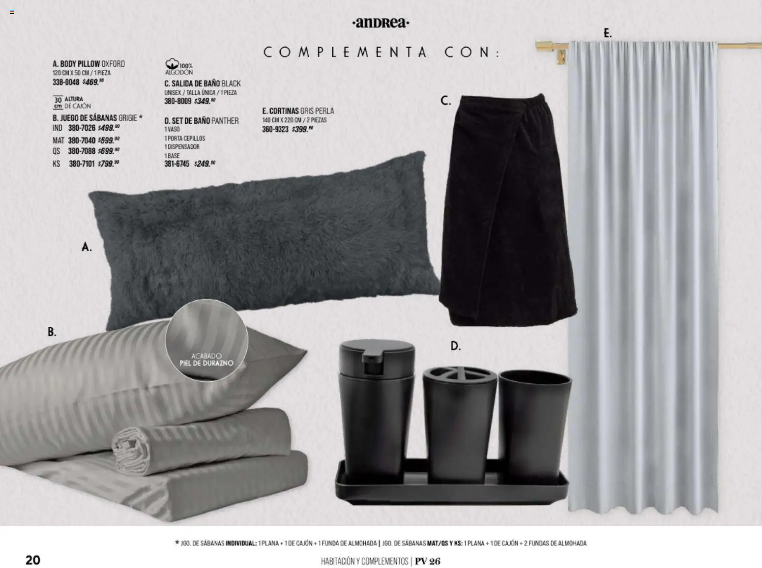 Nuevas ofertas de Andrea válidas en toda la República Mexicana desde el 25.01.2026. ¡Encuentra las mejores ofertas en Andrea catálogo Home! | Página: 20 | Productos: Durazno, Algodón, Body, Cortinas