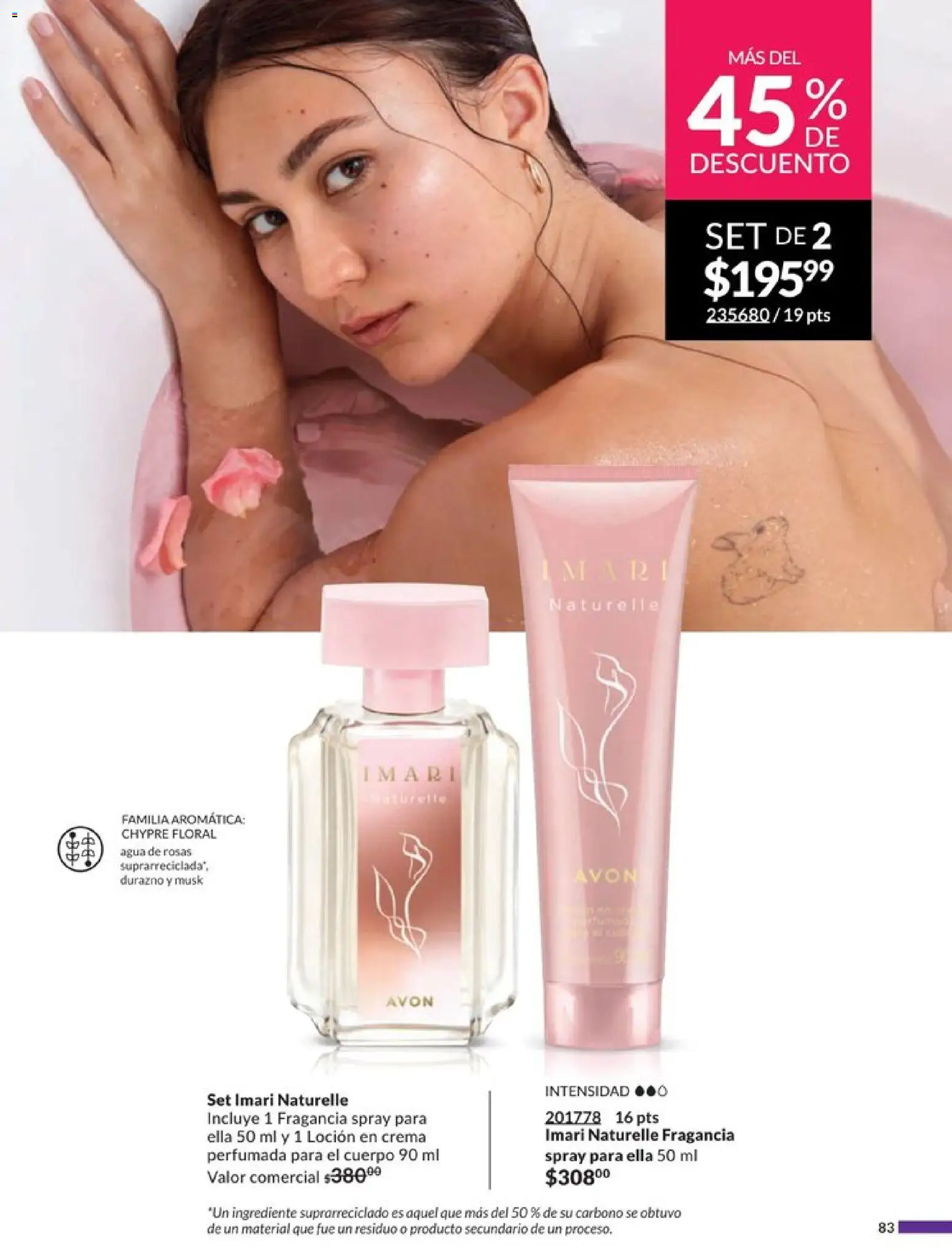 Nuevas ofertas de AVON válidas en toda la República Mexicana desde el 20.12.2025. ¡Encuentra las mejores ofertas en AVON campaña 1 2026! | Página: 89 | Productos: Durazno, Agua, Loción, Fragancia