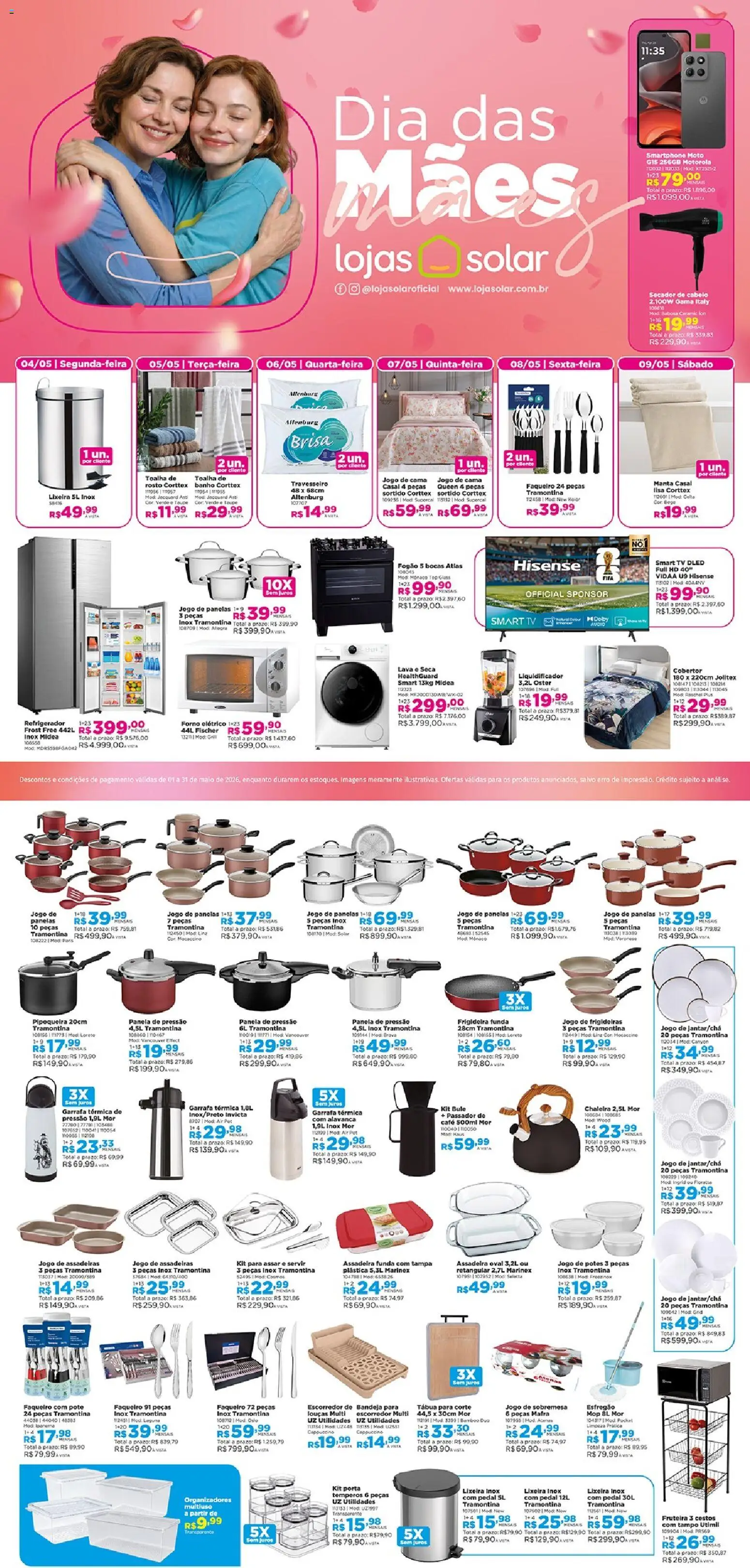 Lojas Solar Folheto - válido de 01.05.2026 | Página: 1 | Produtos: Refrigerador, Tv, Áudio, Pá