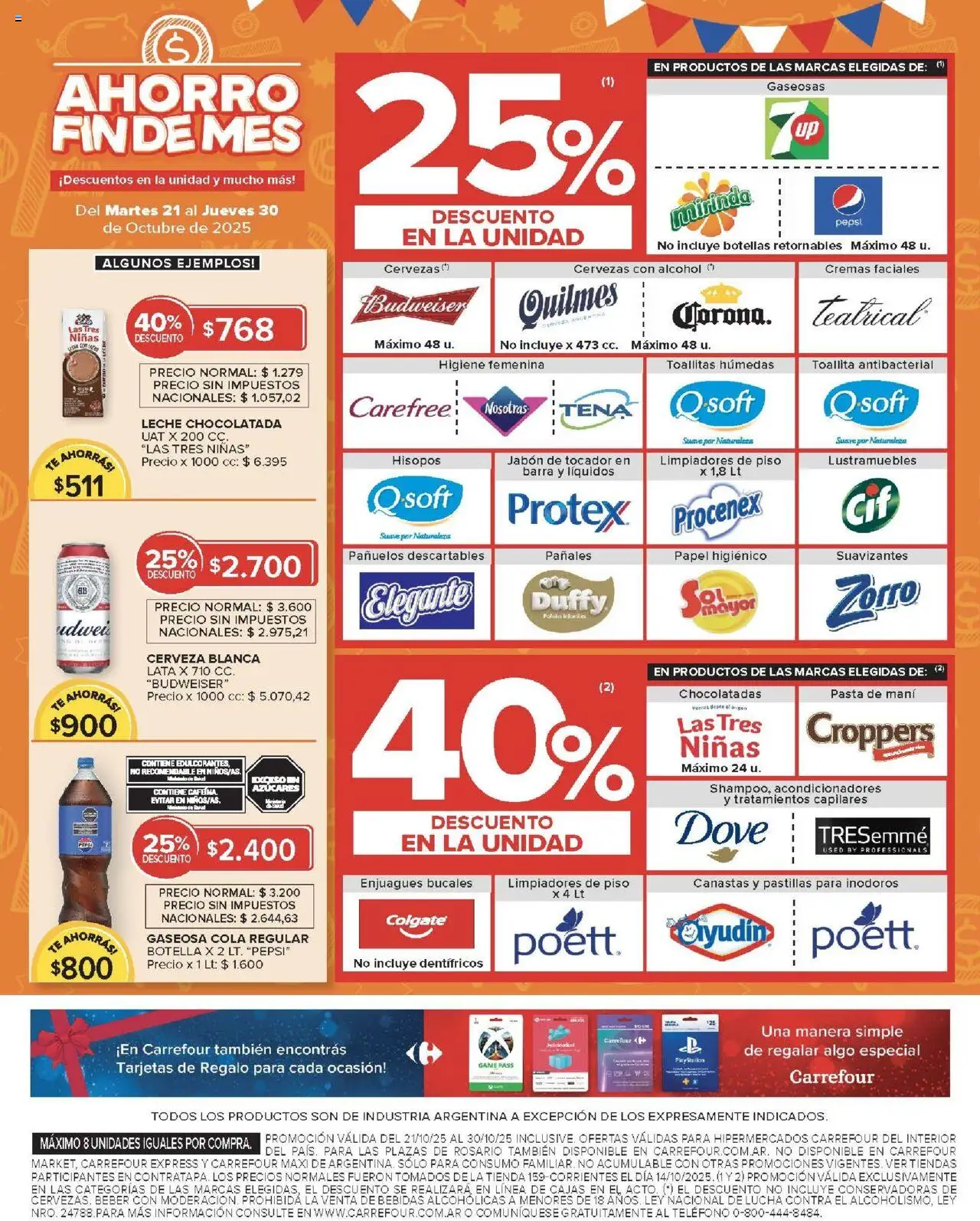 Carrefour ofertas - Catamarca │ válido desde el 21.10.2025 | Página: 8 | Productos: Teléfono, Toallitas húmedas, Leche, Pasta