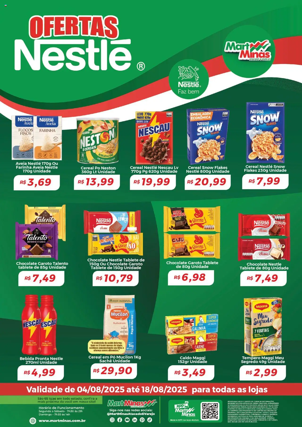 Mart Minas Folheto - válido de 04.08.2025 | Página: 1 | Produtos: Amendoim, Cereais, Bebida, Mucilon