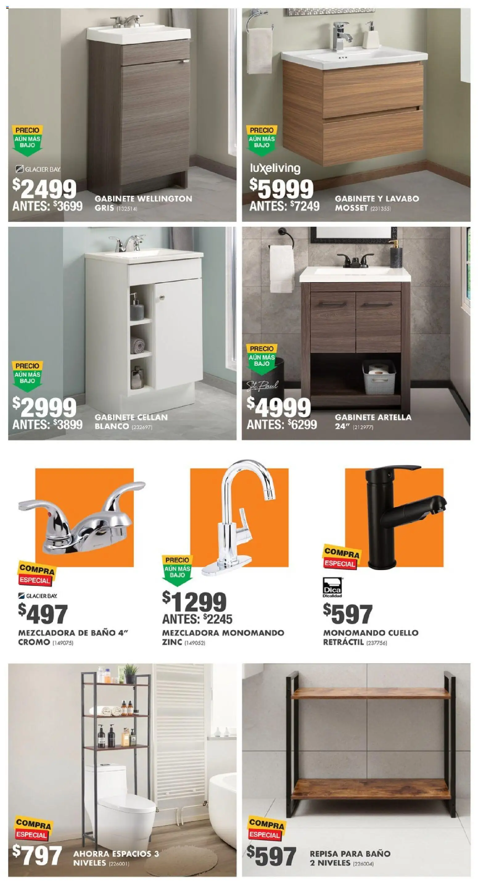 Nuevas ofertas de Home Depot válidas en toda la República Mexicana desde el 26.12.2025. ¡Encuentra las mejores ofertas en Home Depot catálogo ! | Página: 7 | Productos: Repisa, Gabinete, Lavabo, Baño