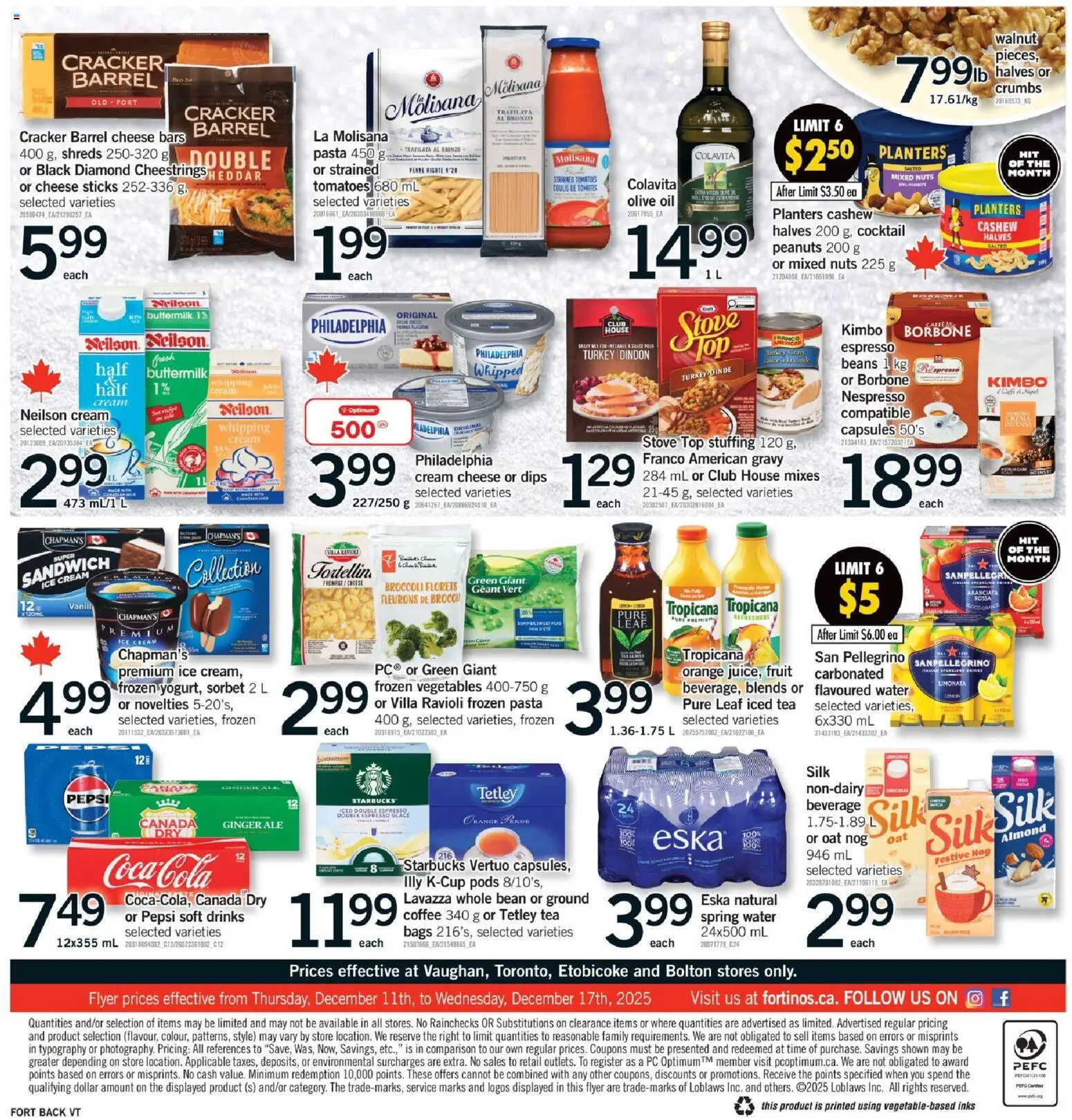 Fortinos flyer valid from 11.12.2025 | Page: 2 | Products: PC, Turkey, Cheese, Tomatoes
