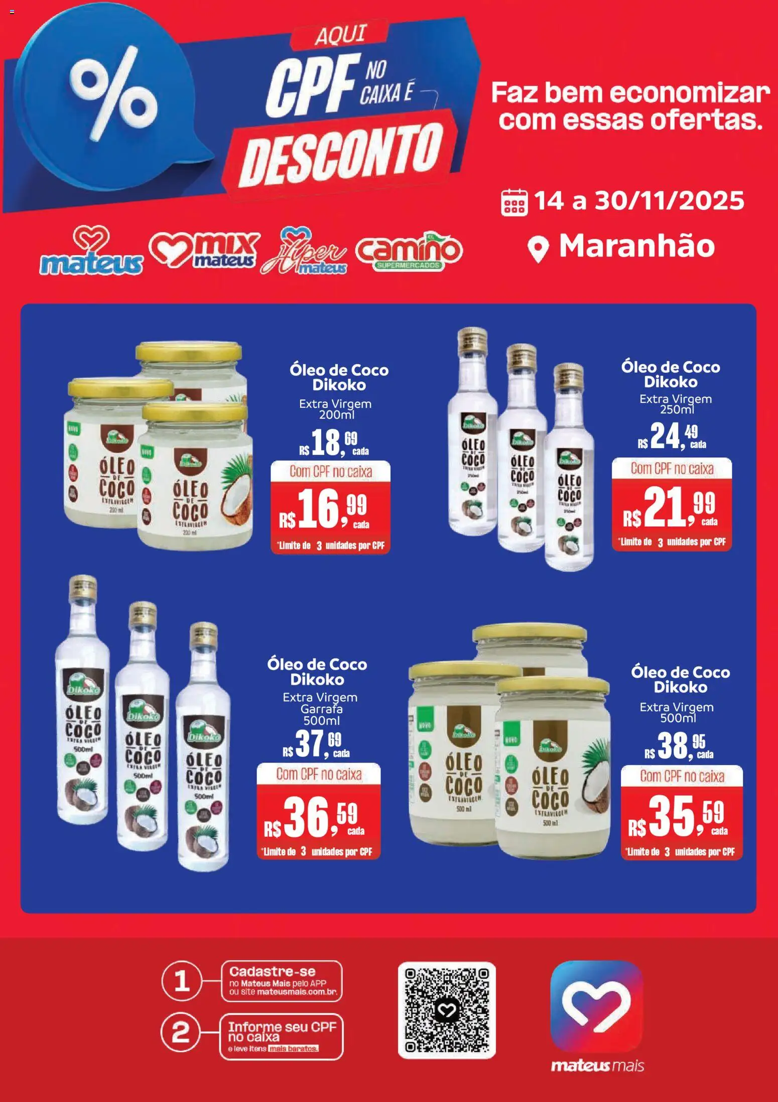 Mateus Folheto - válido de 14.11.2025 | Página: 1 | Produtos: Coco, Caixa, Óleo, Óleo de coco