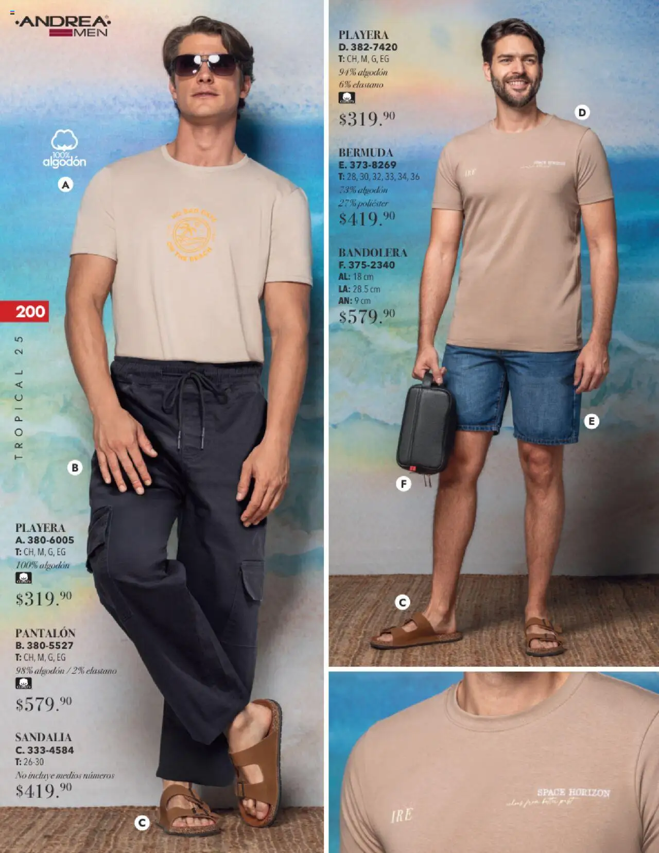 Nuevas ofertas de Andrea válidas en toda la República Mexicana desde el 17.08.2025. ¡Encuentra las mejores ofertas en Andrea - Catálogo Tropical Otoño / Invierno! | Página: 200 | Productos: Algodón, Playera, Bermuda