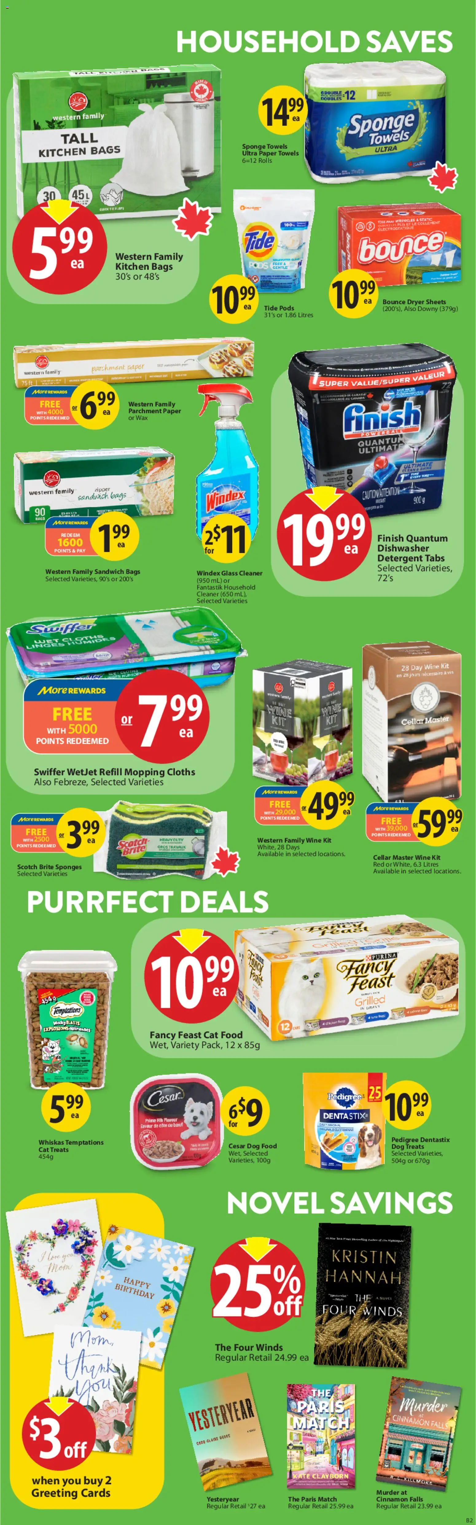 Save on foods flyer valid from 23.04.2026 | Page: 27 | Products: Dryer, Sponge, Detergent, Wine