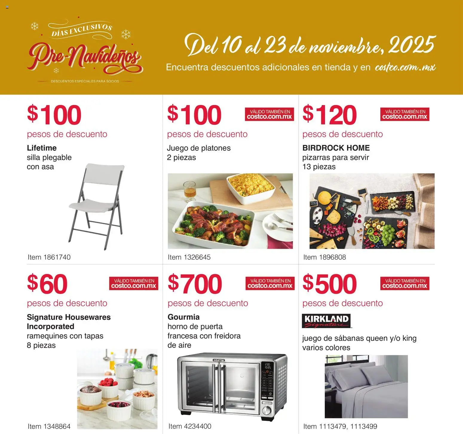 Nuevas ofertas de Costco válidas en toda la República Mexicana desde el 10.11.2025. ¡Encuentra las mejores ofertas en Costco catálogo Pre-Navideños! | Página: 8 | Productos: Silla, Juego, Freidora, Sabanas