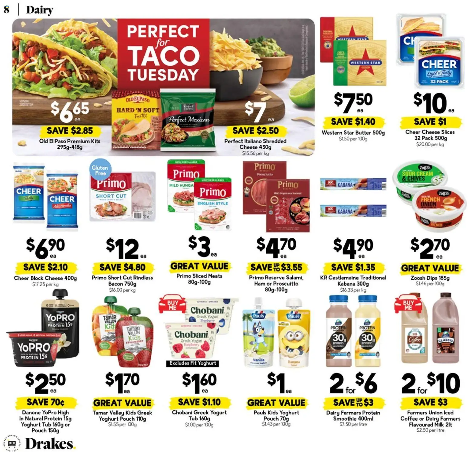 Drakes catalogue - valid from 22.04.2026 | Page: 8 | Products: Bacon, Dairy, Butter, Sour cream