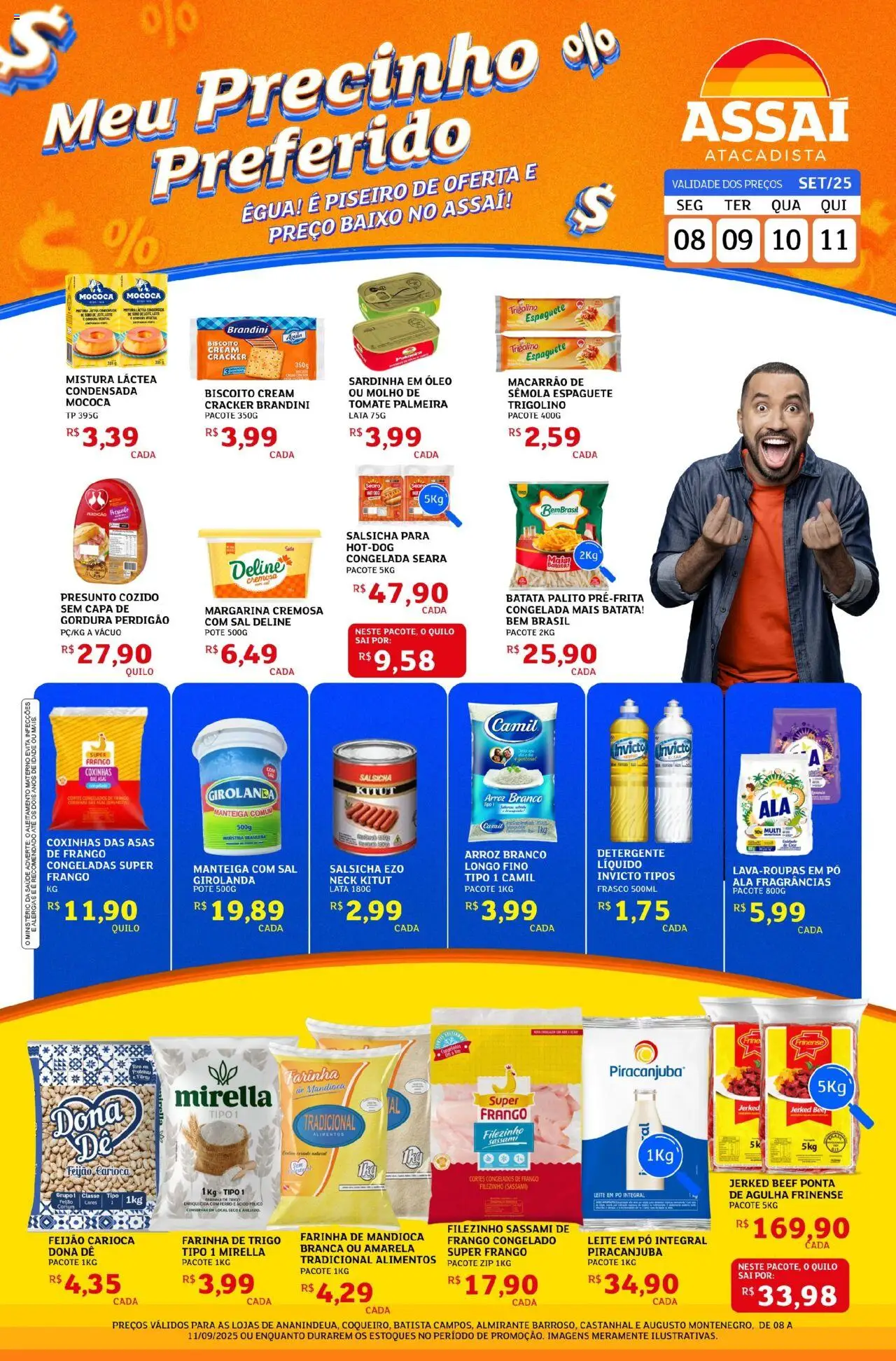 Assaí Atacadista Folheto - válido de 08.09.2025 | Página: 1 | Produtos: Feijão, Leite, Presunto, Batata