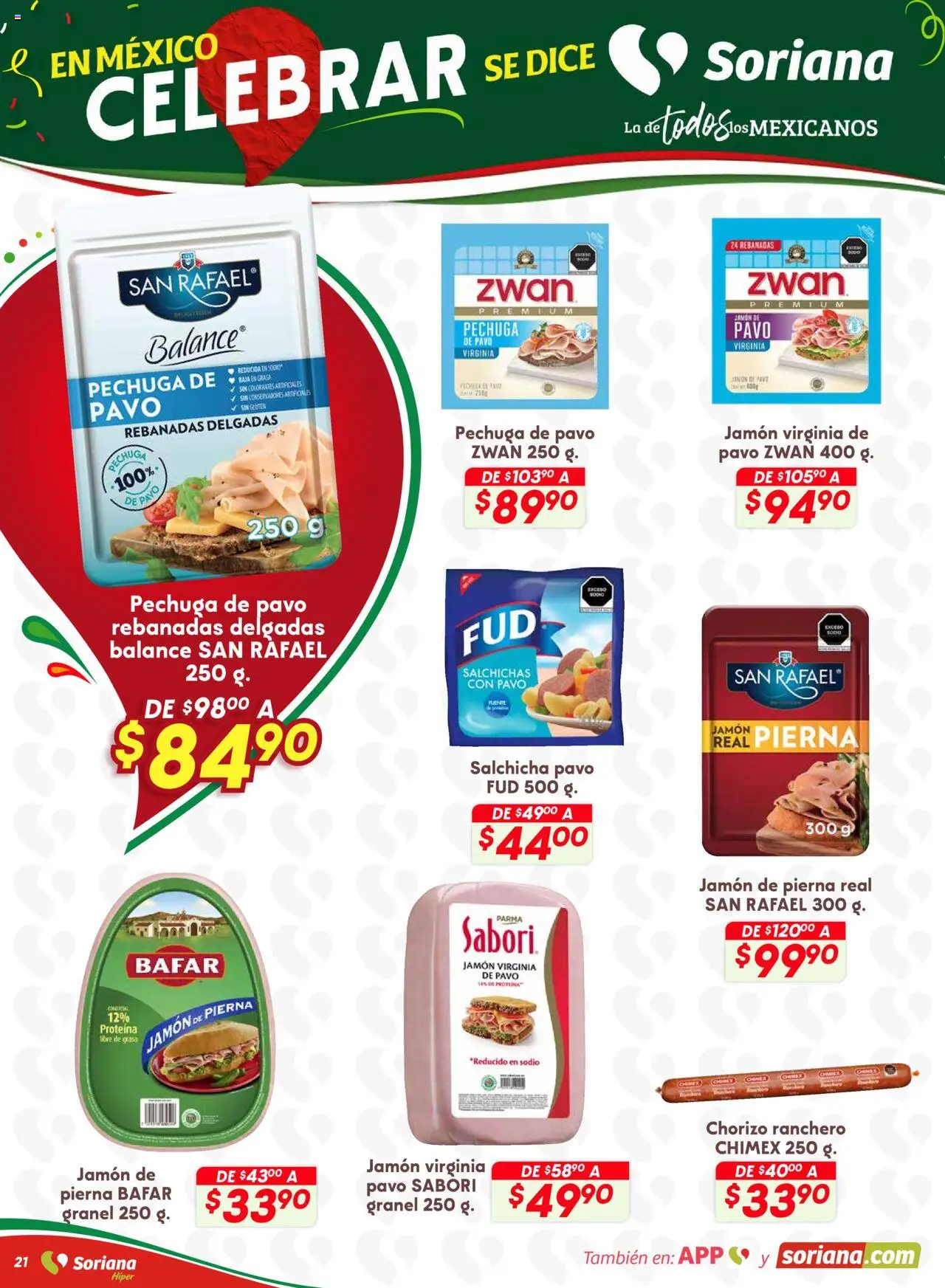 Nuevas ofertas de Soriana válidas en toda la República Mexicana desde el 28.08.2025. ¡Encuentra las mejores ofertas en Soriana - Preciazazaso Híper: Valle de México! | Página: 21 | Productos: Salchicha, Jamón, Chorizo