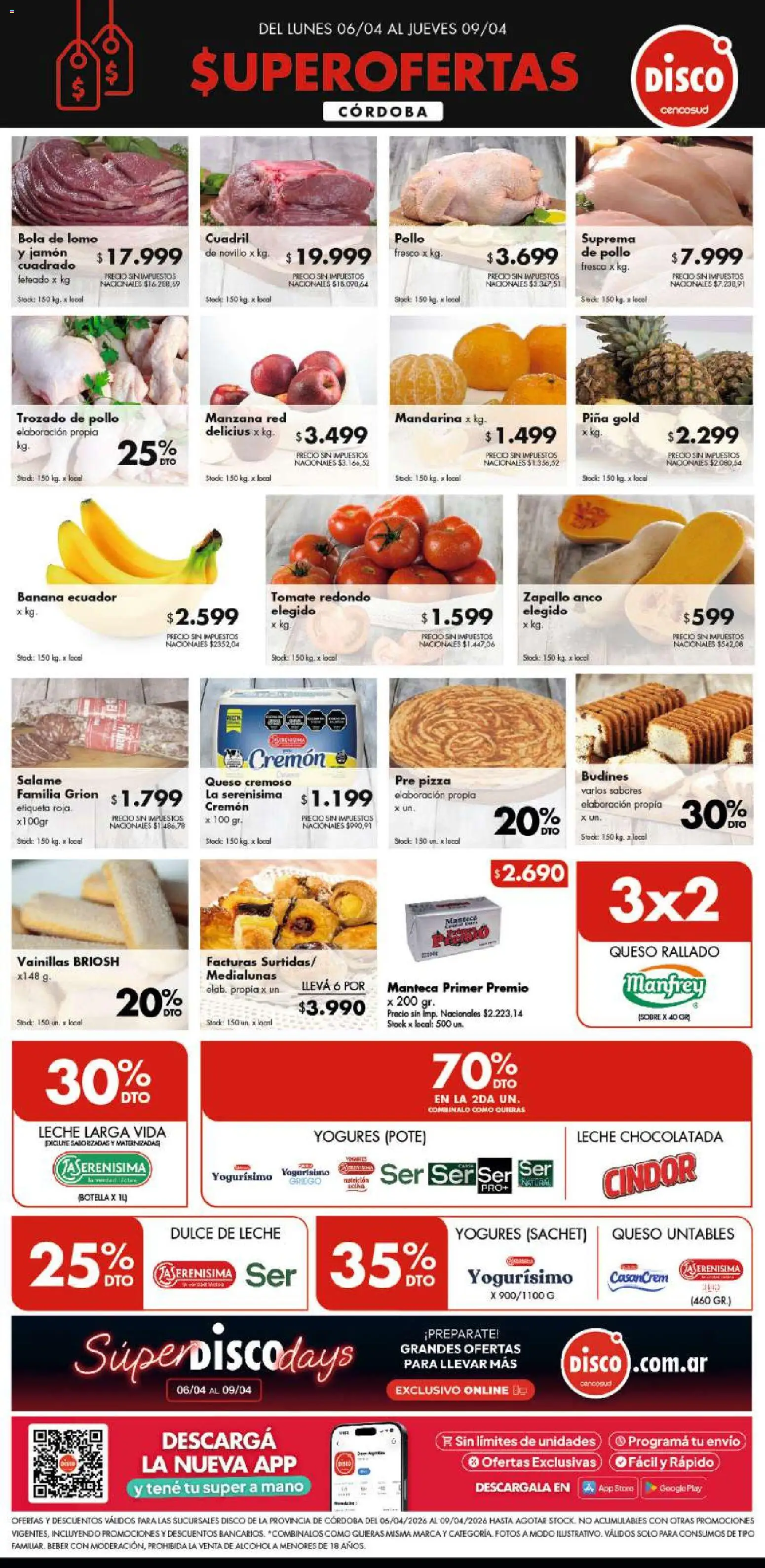 Disco - FERIA DE FRESCOS CORDOBA │ válido desde el 05.04.2026 | Página: 1 | Productos: Disco, Sobre, Zapallo, Jamón