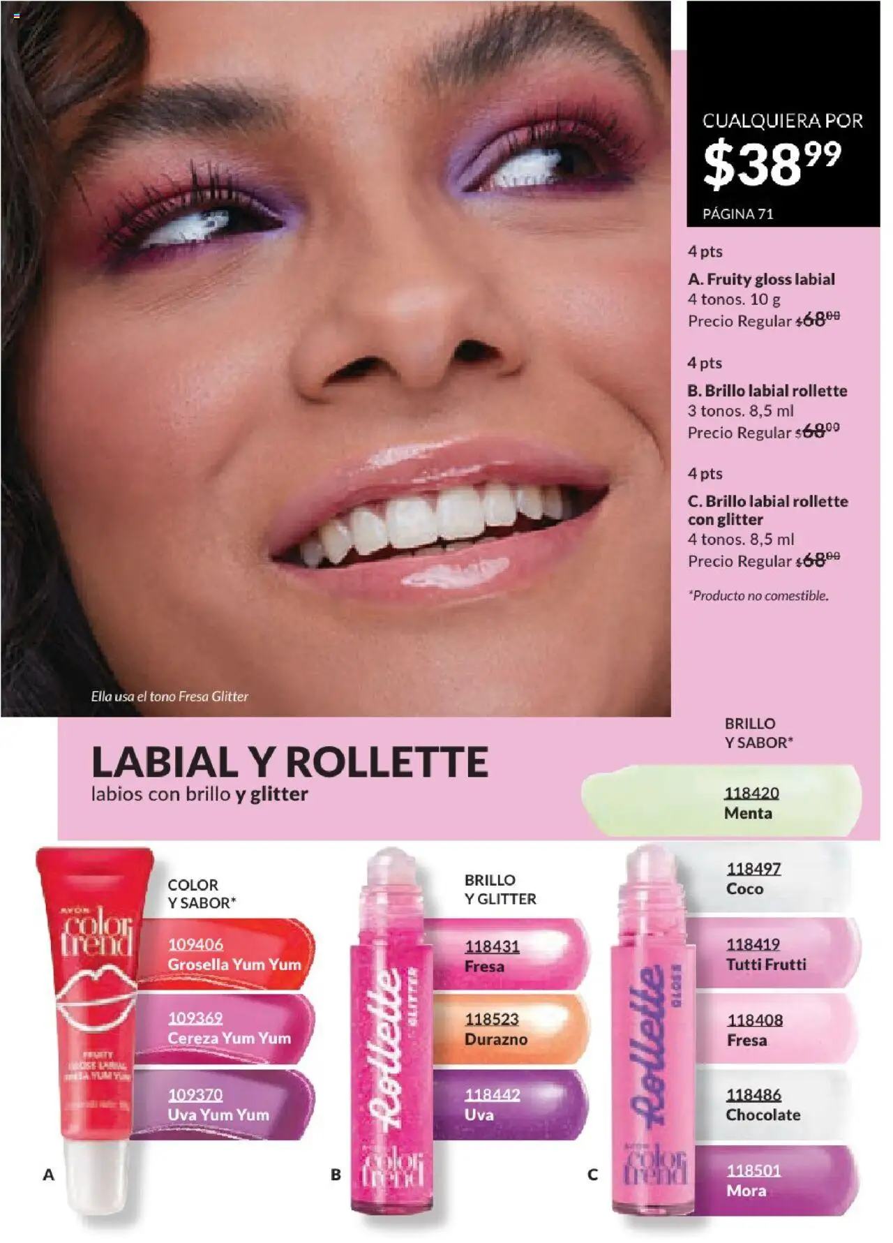 Nuevas ofertas de AVON válidas en toda la República Mexicana desde el 17.03.2025. ¡Encuentra las mejores ofertas en AVON campaña 7 2025! | Página: 71 | Productos: Fresa, Durazno, Brillo, Uva