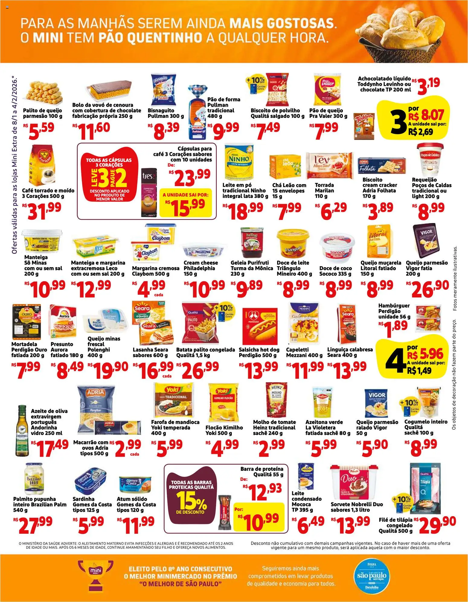 Mini Extra Folheto - válido de 08.01.2026 | Página: 2 | Produtos: Mandioca, Gomes da costa, Chá, Macarrão